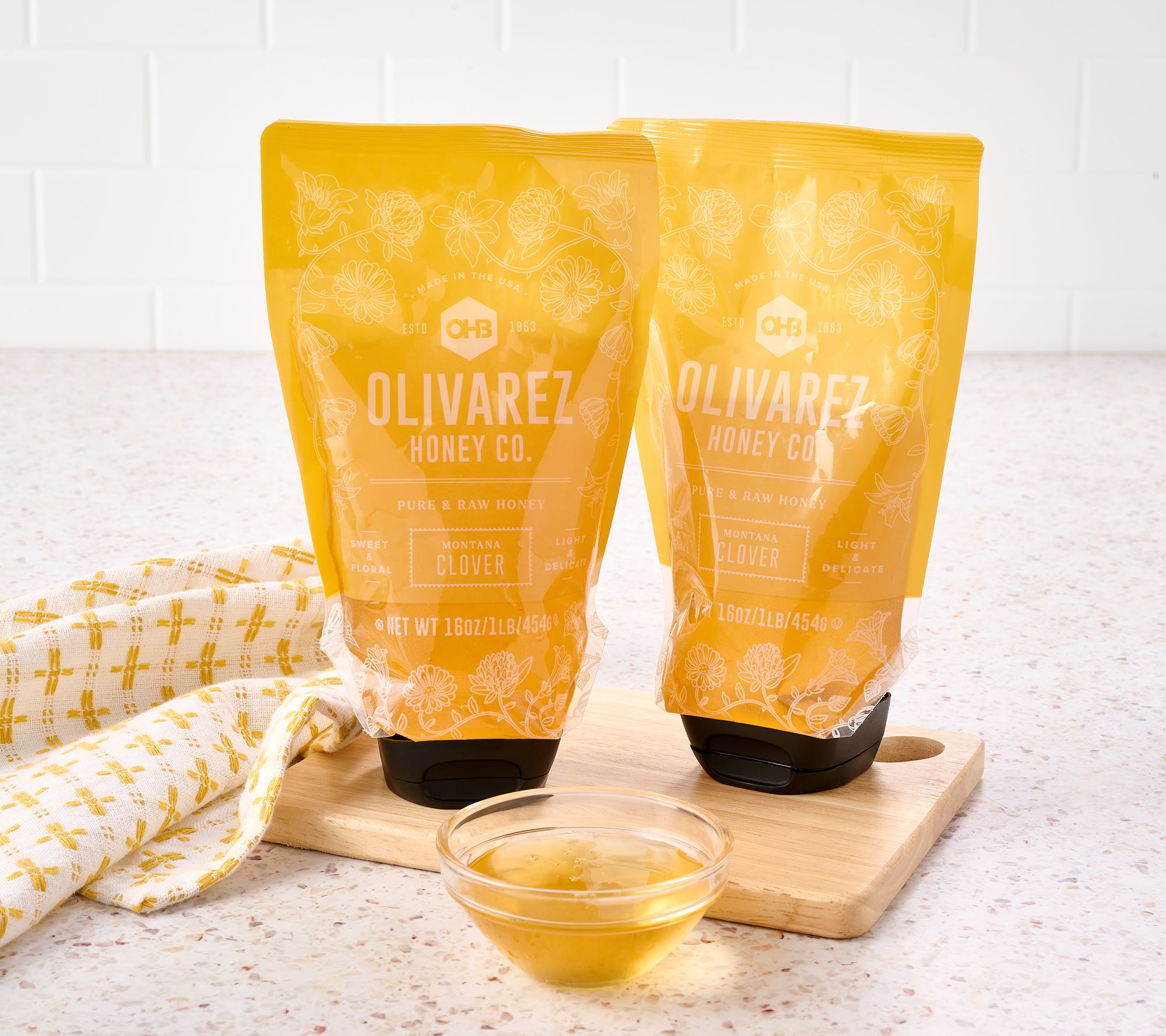 Olivarez Honey (2) 16-oz Natural Raw Honey Squeeze Pouches