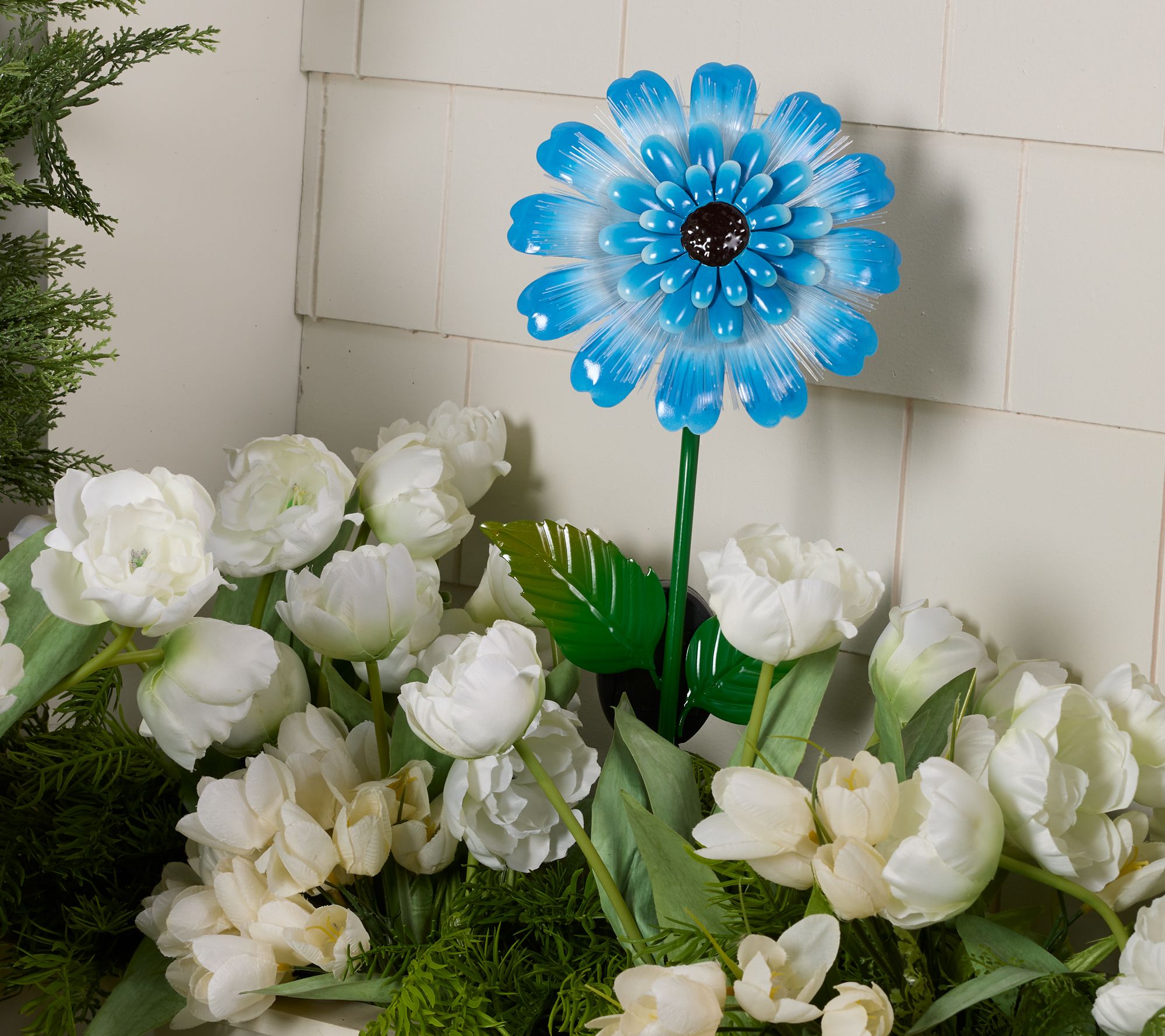 "As Is" Jennings Fiber Optic Solar Metal Flower Stake