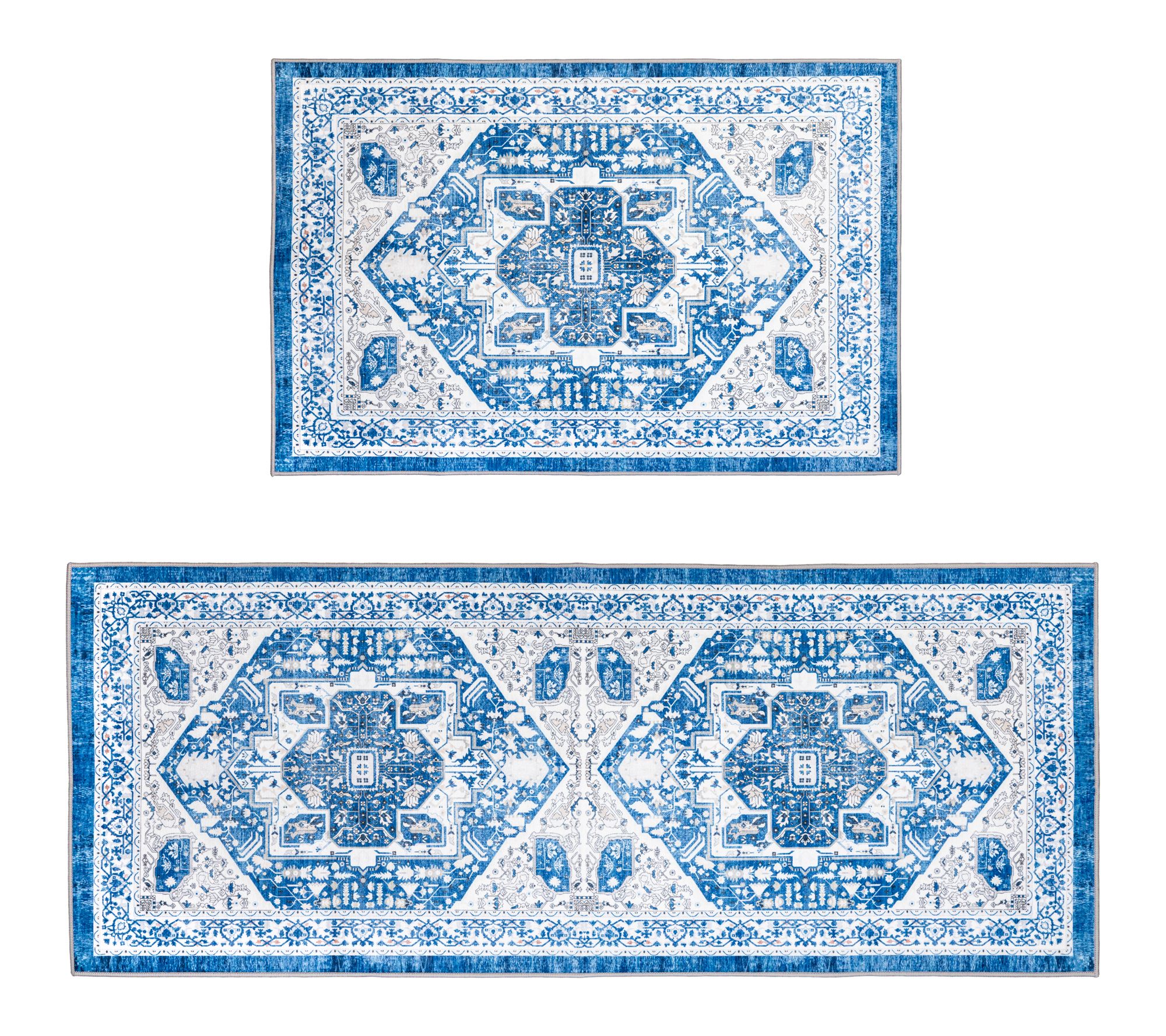 "As Is" Plow & Hearth Set of 2 Washable Runner and Mat