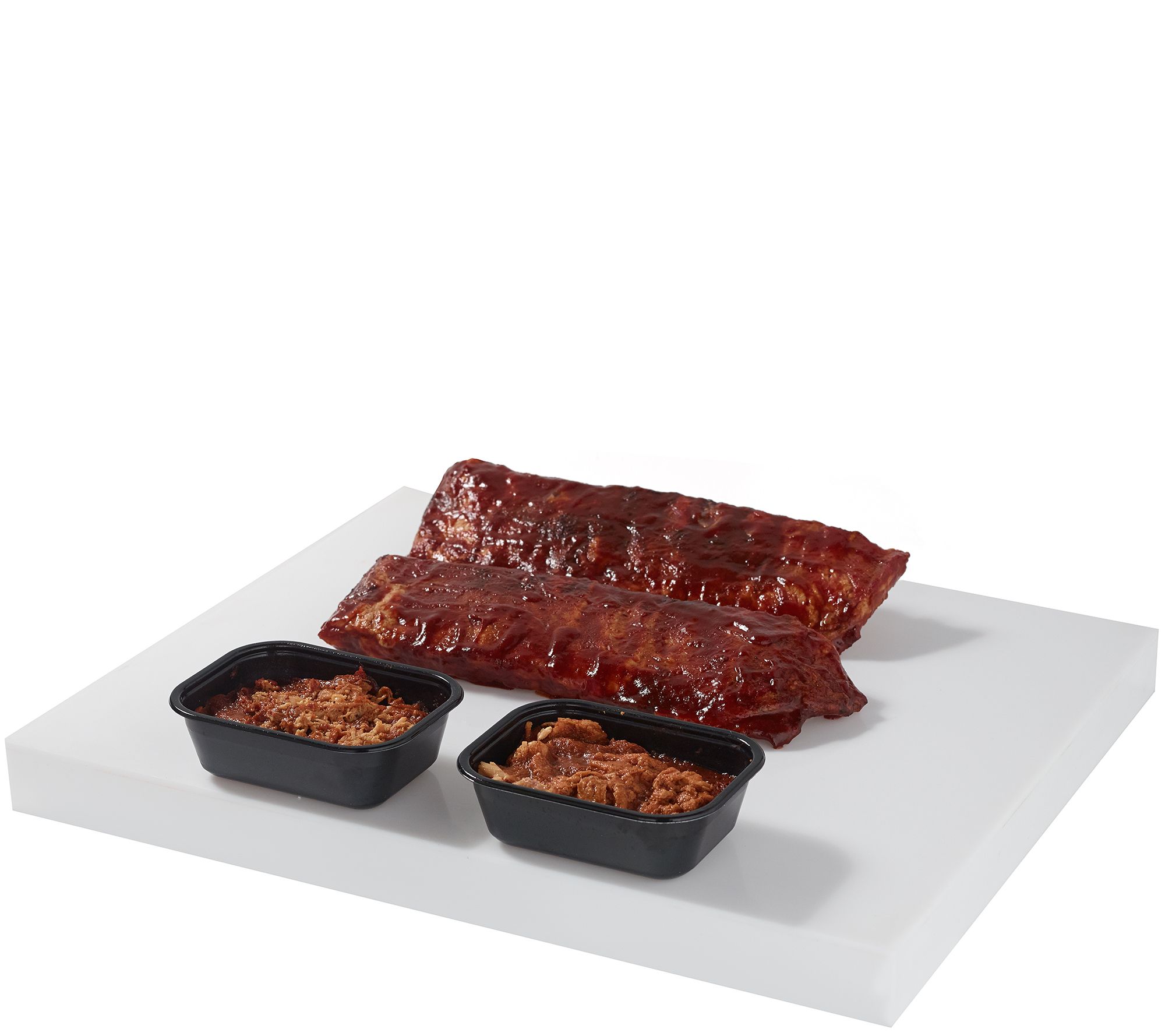 Corky's BBQ (2) 2lb Spare Ribs & 2 lbs Pulled Pork or Pulled Chicken