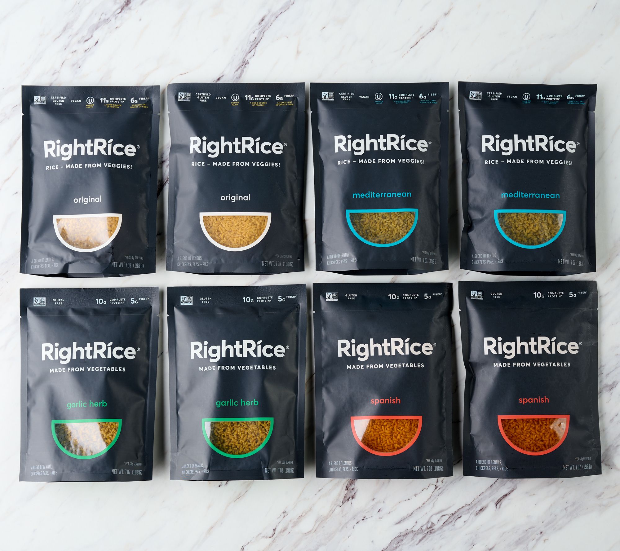 RightRice (8) 7 oz. Bags Variety Pack of High Protein Veggie Rice - QVC.com