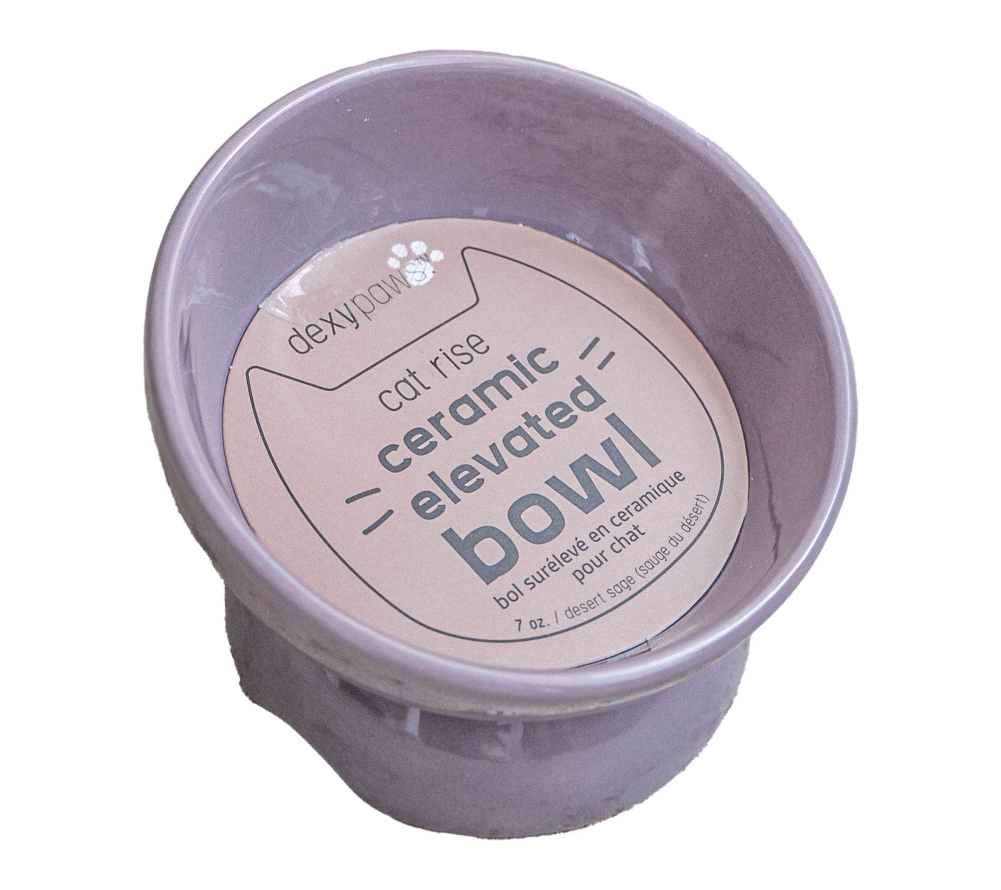 Dexypaws Elevated 7oz Ceramic Cat Bowl Lilac