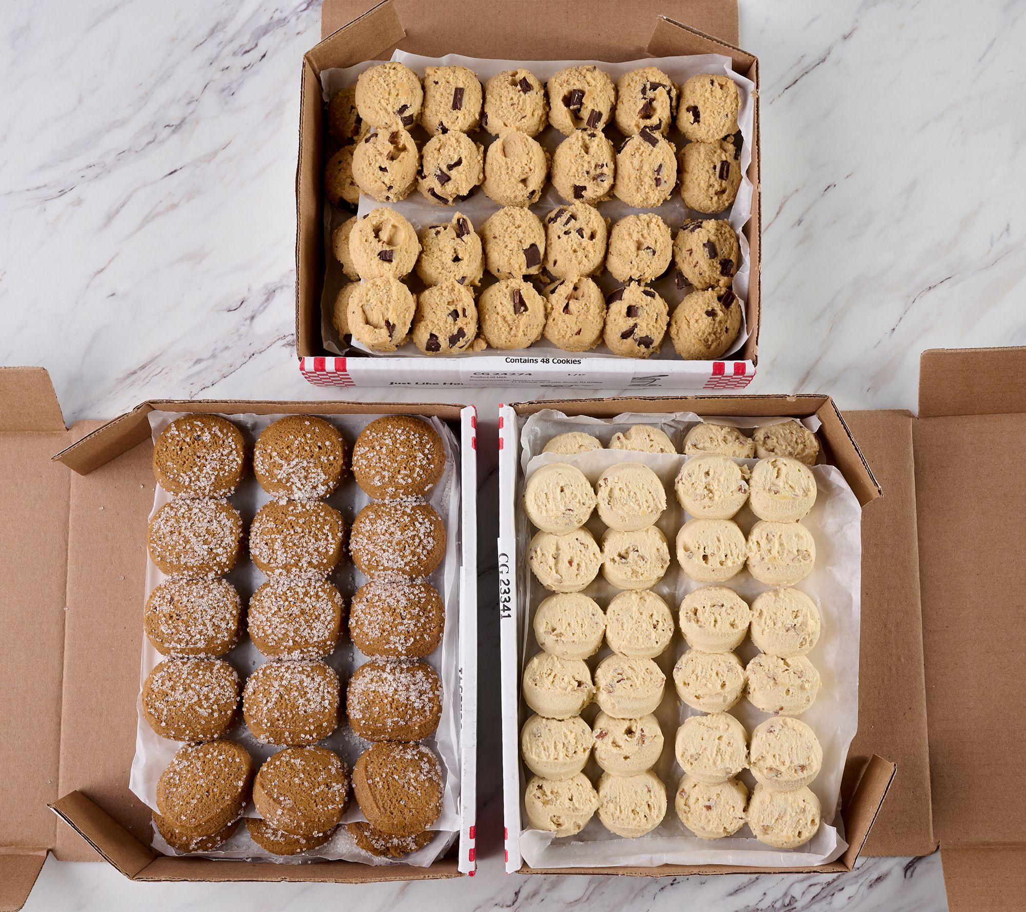 David's Cookies 126-pc Cookie Dough Sampler in 3 Boxes - QVC.com