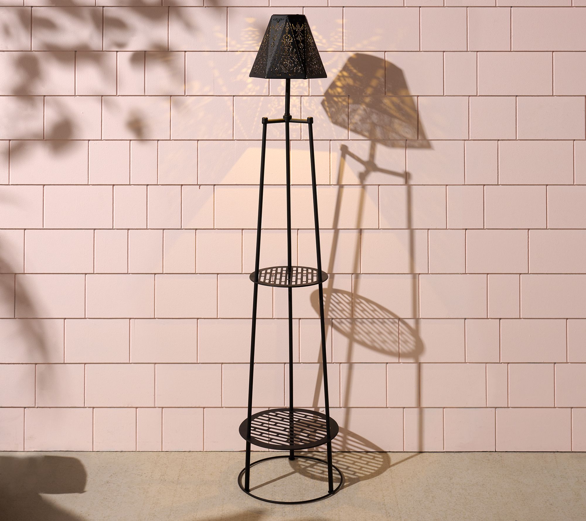 "As Is" Garden Reflections Outdoor Solar Floor Lamp Plant Stand
