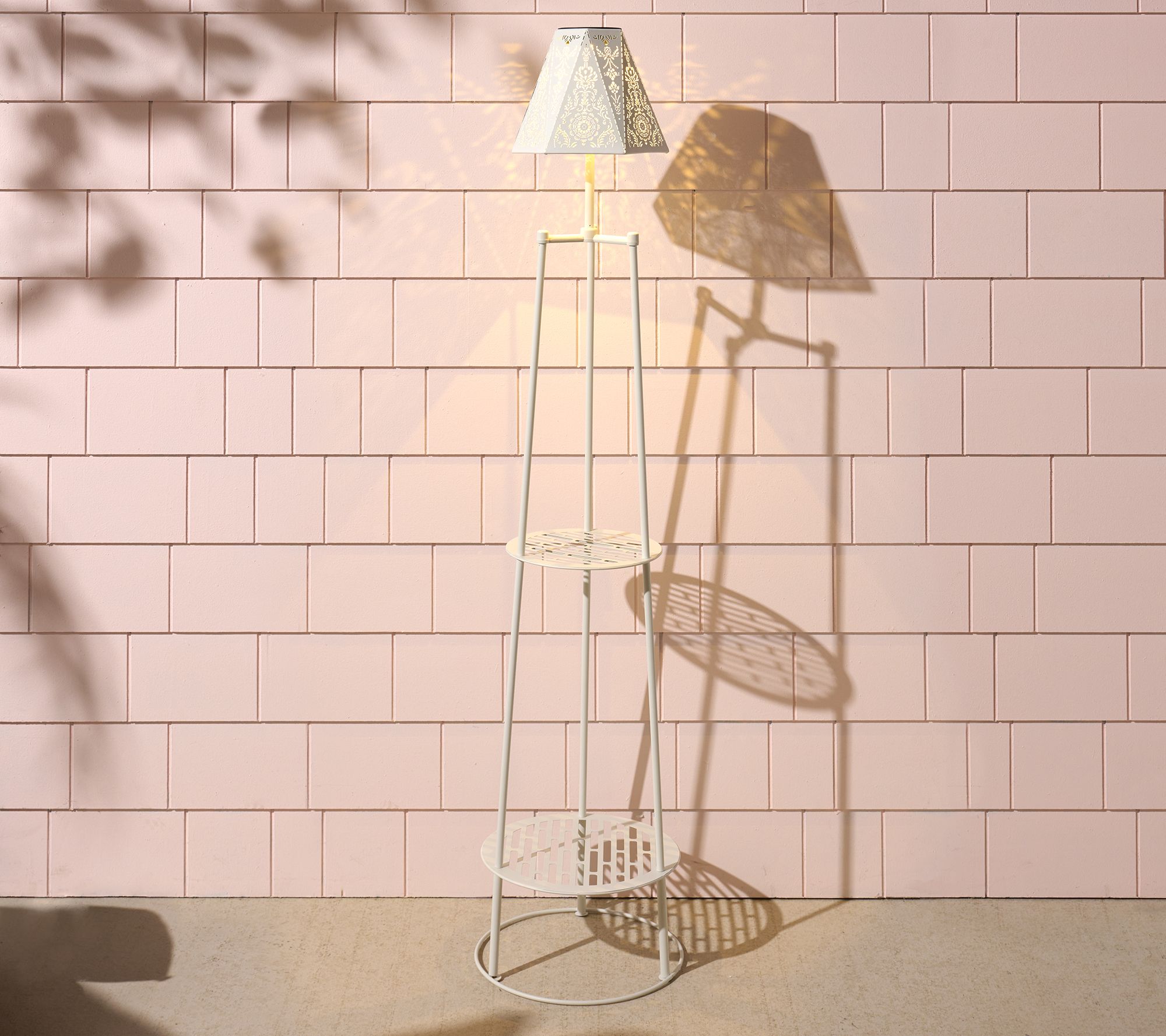 "As Is" Garden Reflections Outdoor Solar Floor Lamp Plant Stand