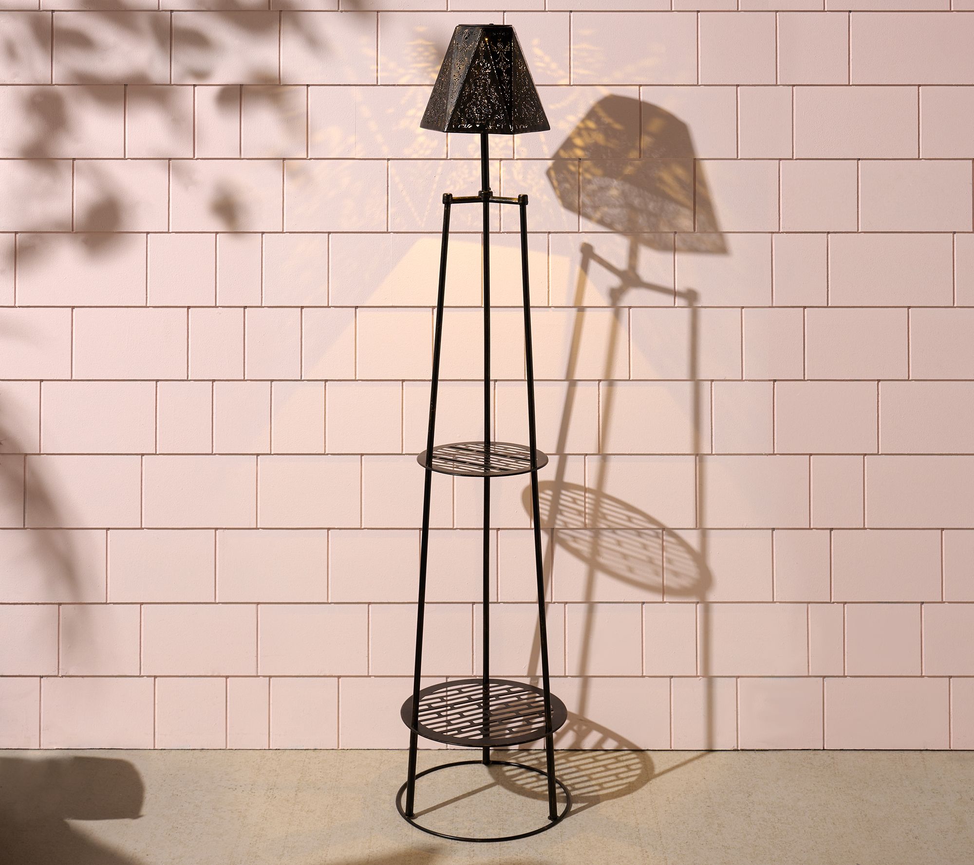 "As Is" Garden Reflections Outdoor Solar Floor Lamp Plant Stand