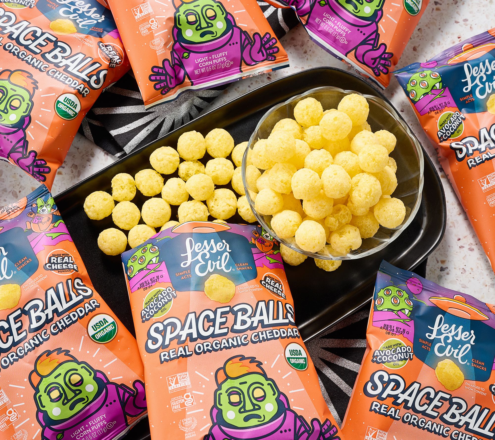 Lesser Evil 18-ct Cheddar Space Balls Snack Bags