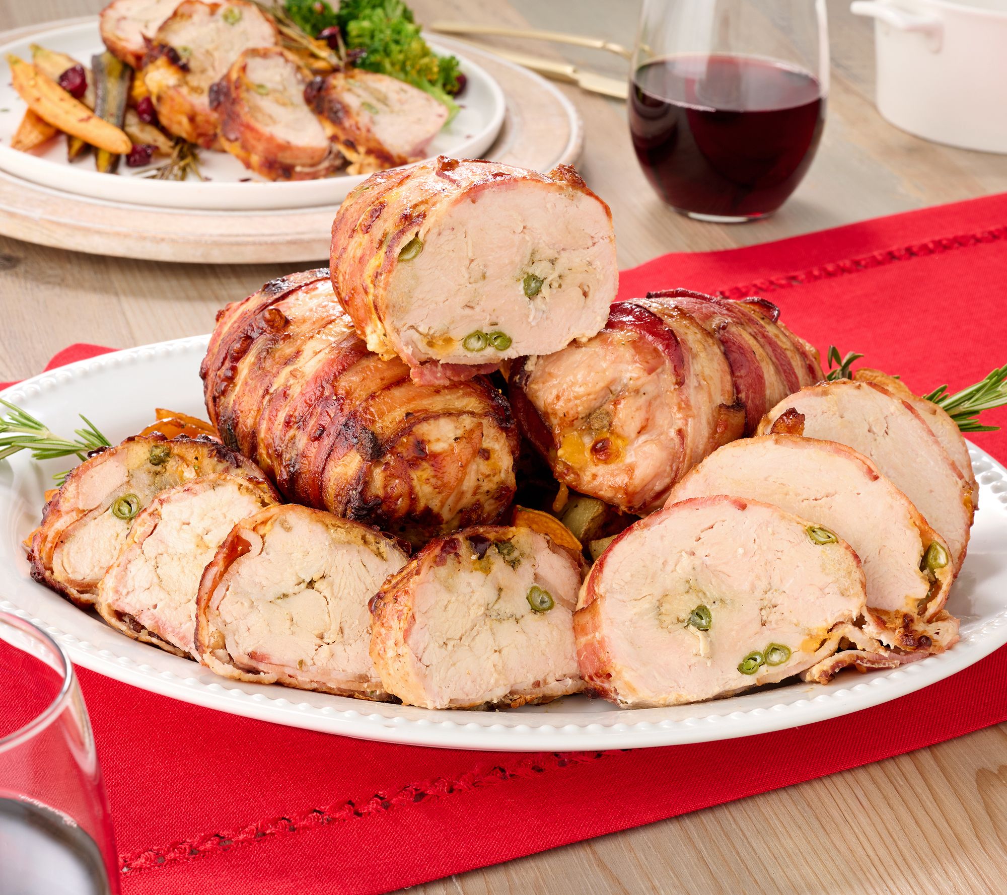 SH 12/7 Family Farms (4) 1.5-lb Bacon Wrapped Stuffed Turkey