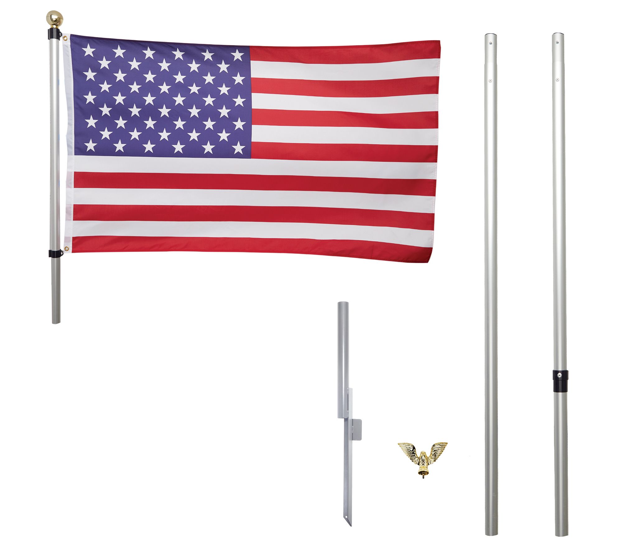 (QVC) QVC2: Proud Patriot 12' Tangle Free Flag Pole w/ American Flag ...