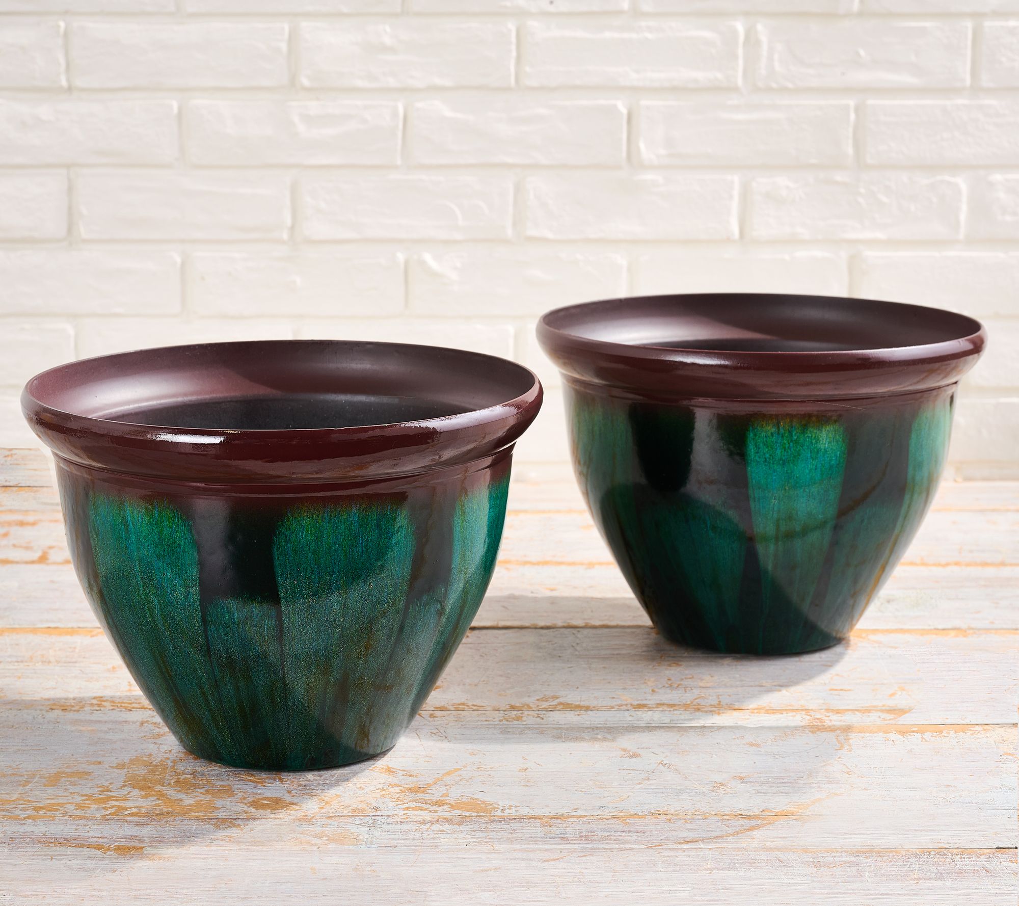 Jennings Set of (4) 12" Resin TwoTone Color Planters