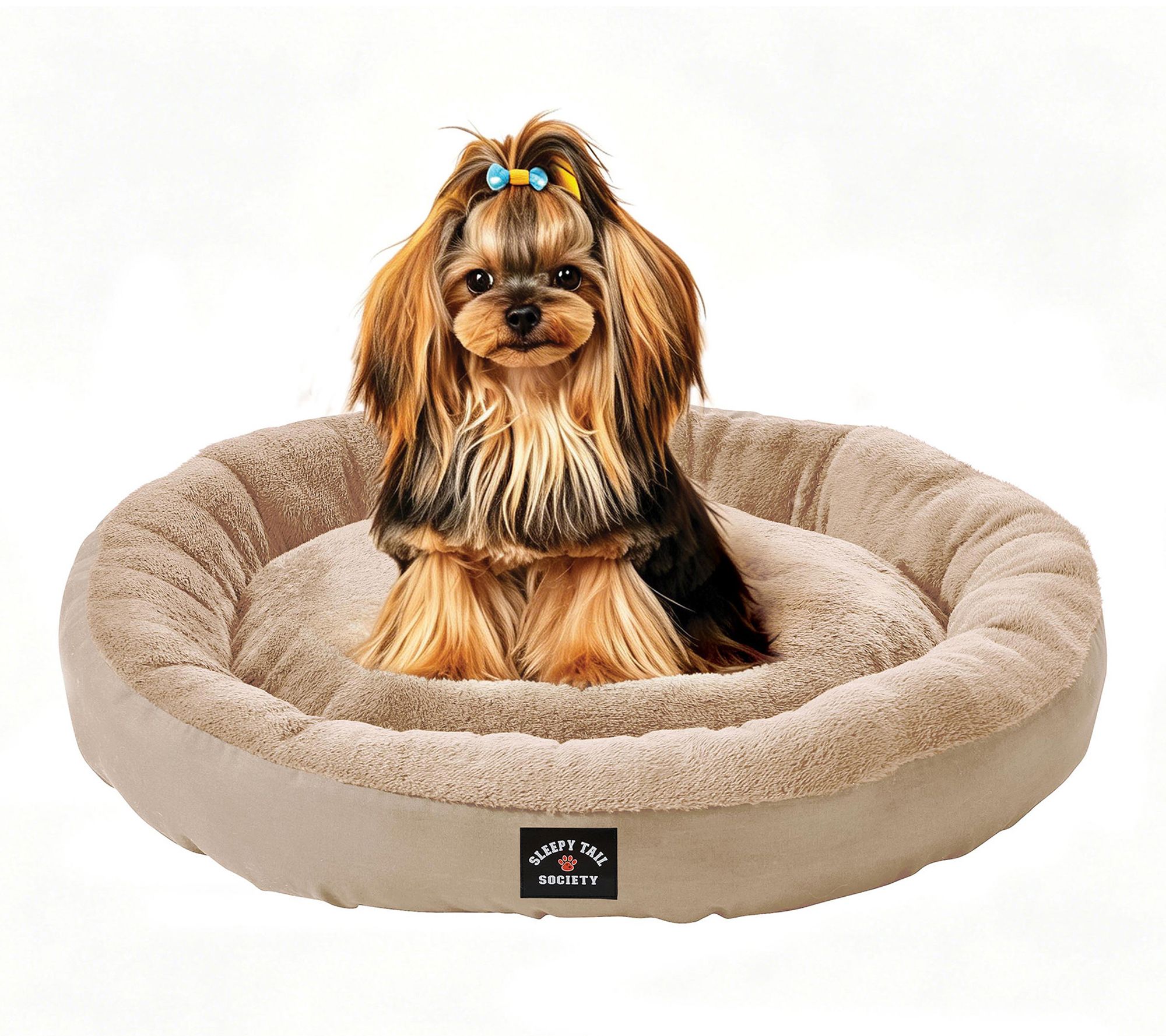 Sleepy Tail Society 35" Peaches Round Fleece Pet Bed