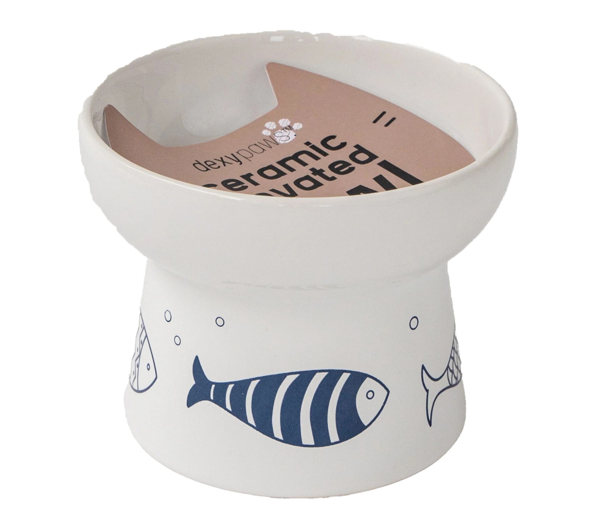 Dexypaws Elevated Ceramic Cat Bowl Pet FeedingDish