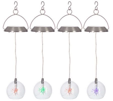 Set of 4 Solar Powered Star Decorations 