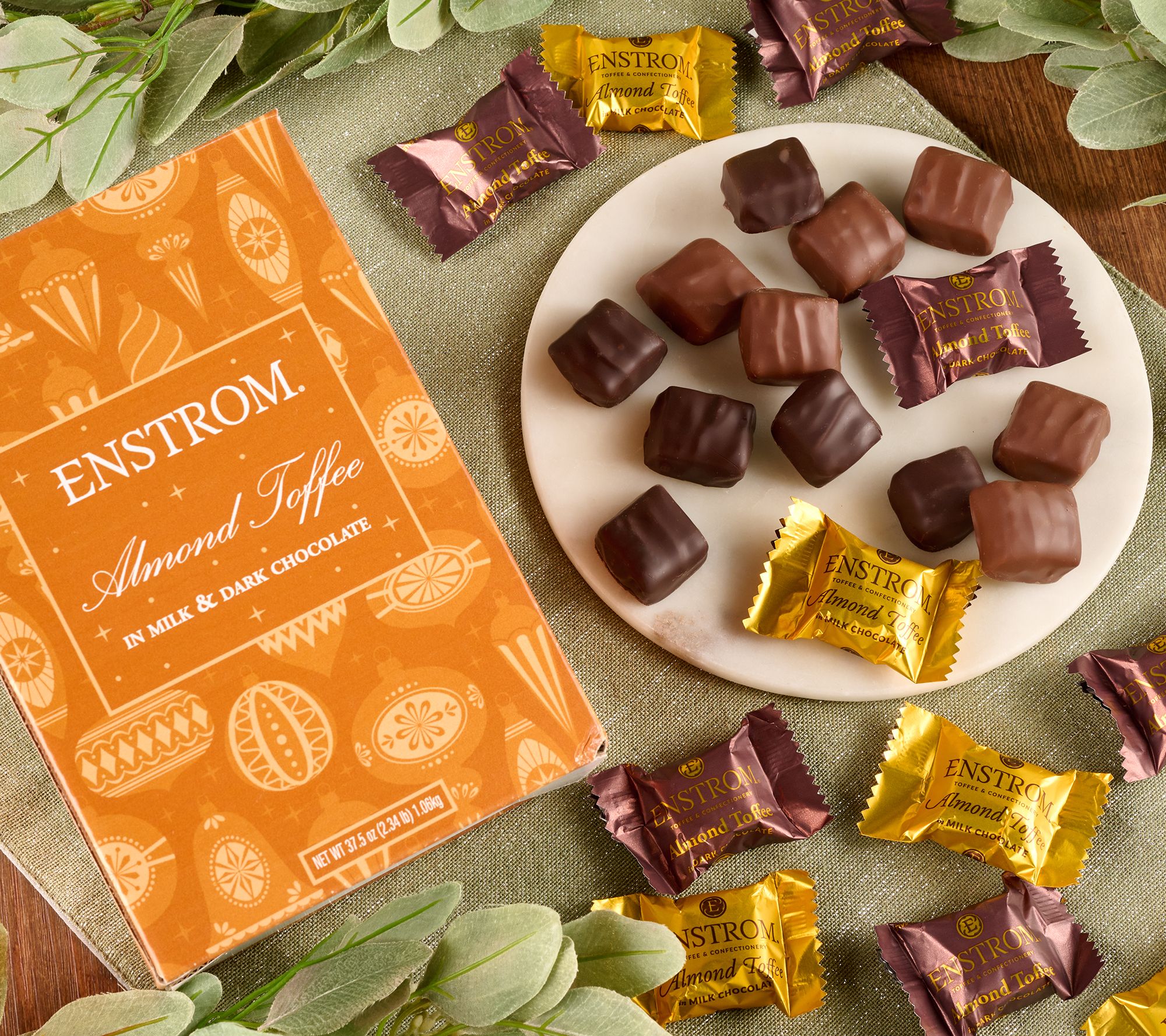 SH12/8 Enstrom 2.3lb Wrapped Toffee Petites in Holiday Box