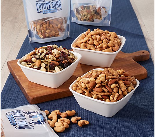 Coyote Song Farms (3) 16-oz Snack & Nut Mix Sampler in Resealable Bags