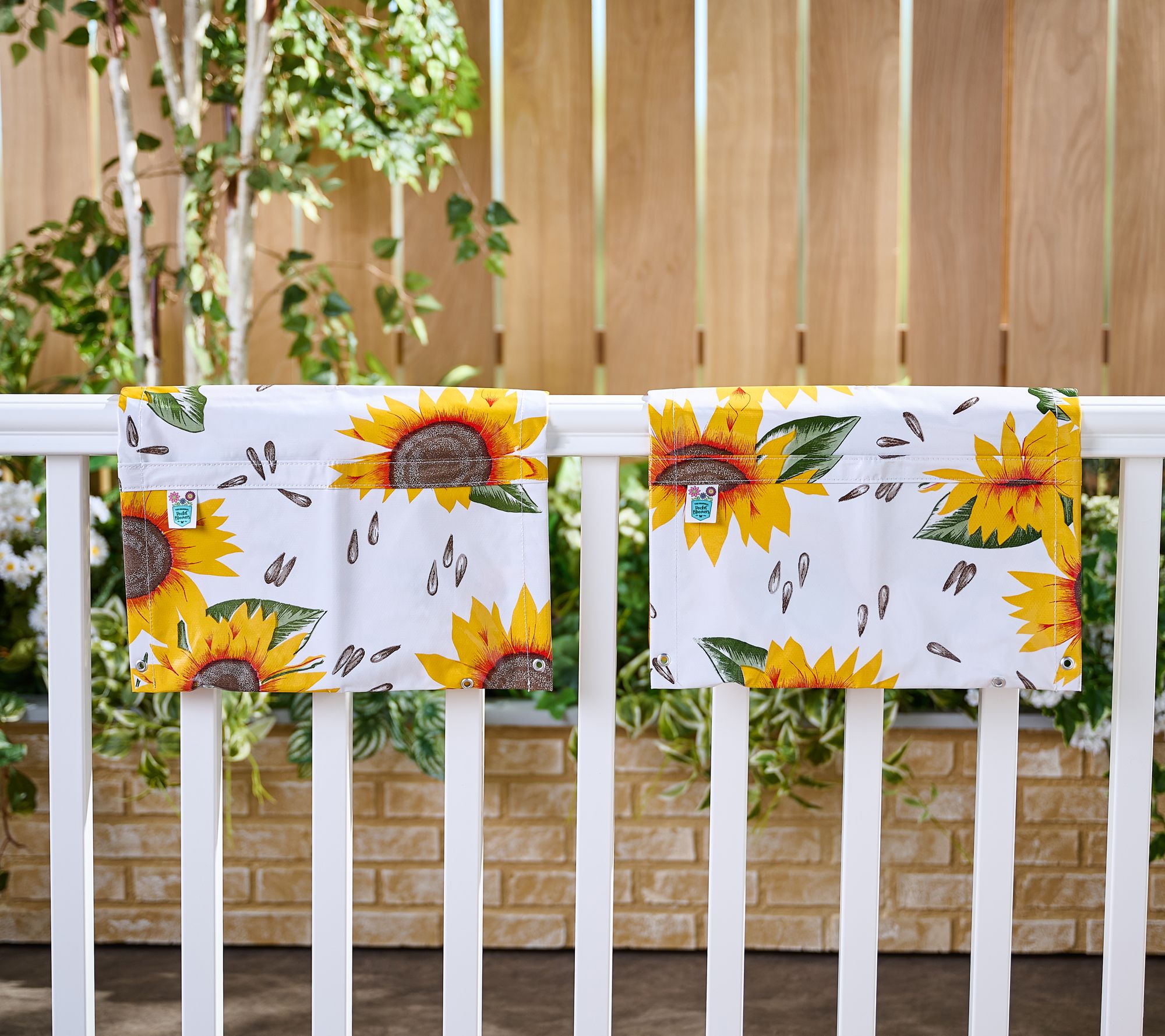 "As Is" Pocket Bloomers S/2 Oilcloth Railing Planters