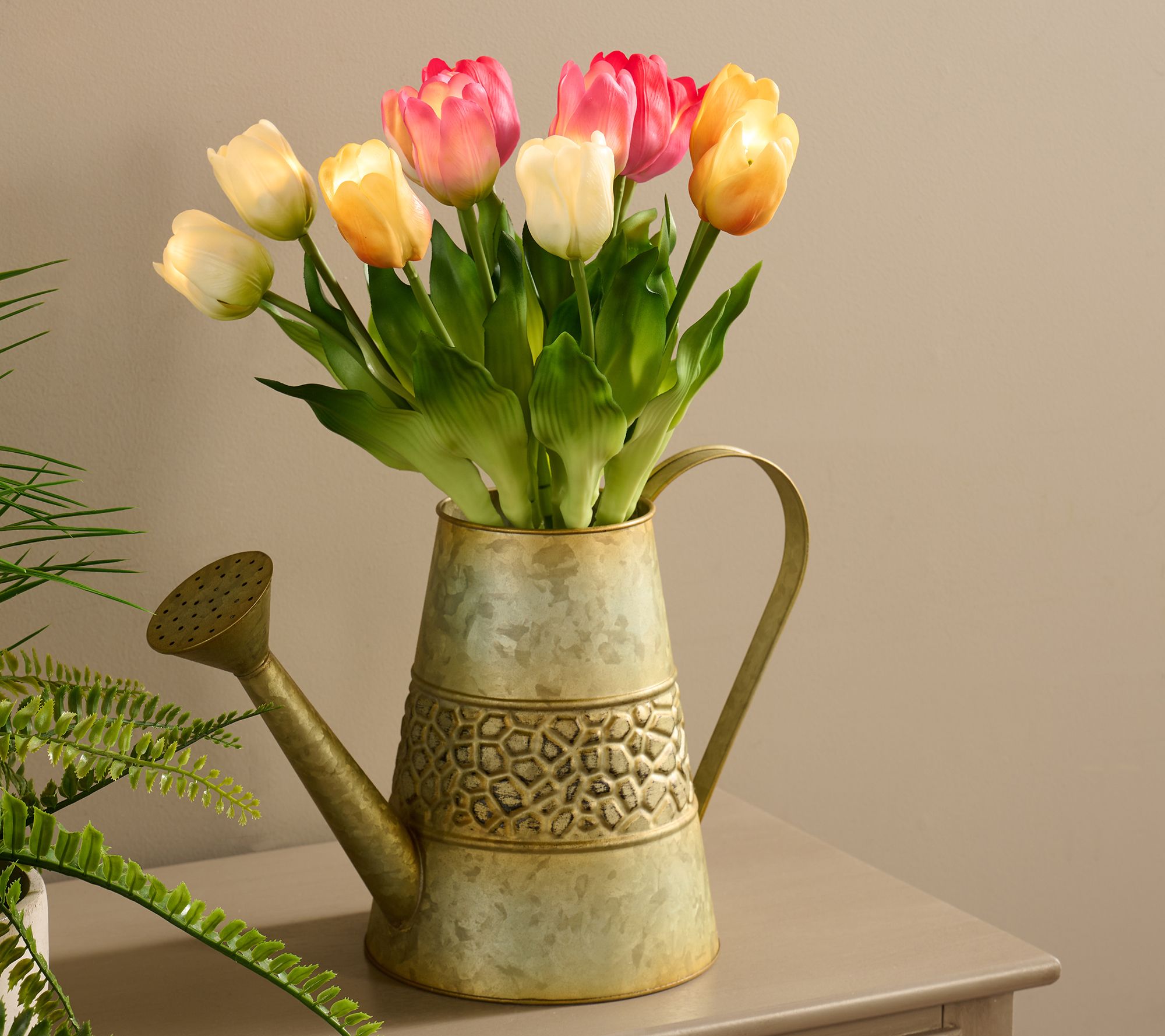 Barbara King Illuminated Tulips With Watering Can Base