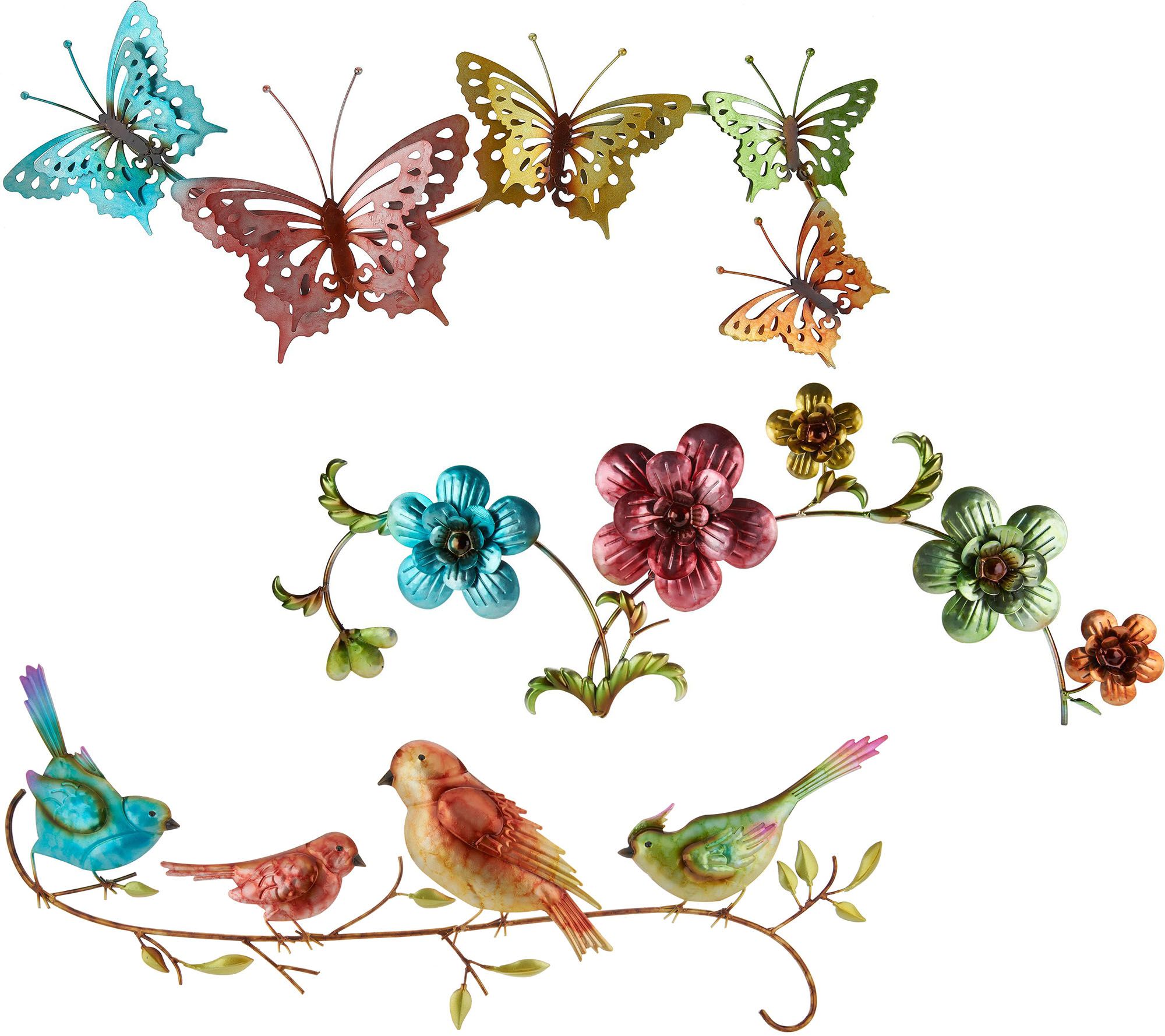 Plow & Hearth Watercolor Butterfly, Flower or Bird Wall Art