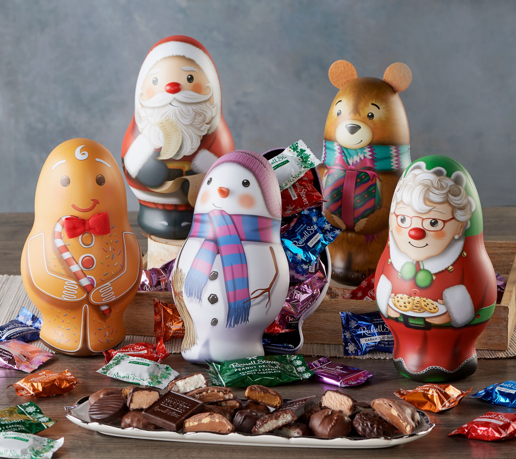 (QVC) Russell Stover 4-lb Chocolate in Holiday Character Gift Tins – TVShoppingQueens