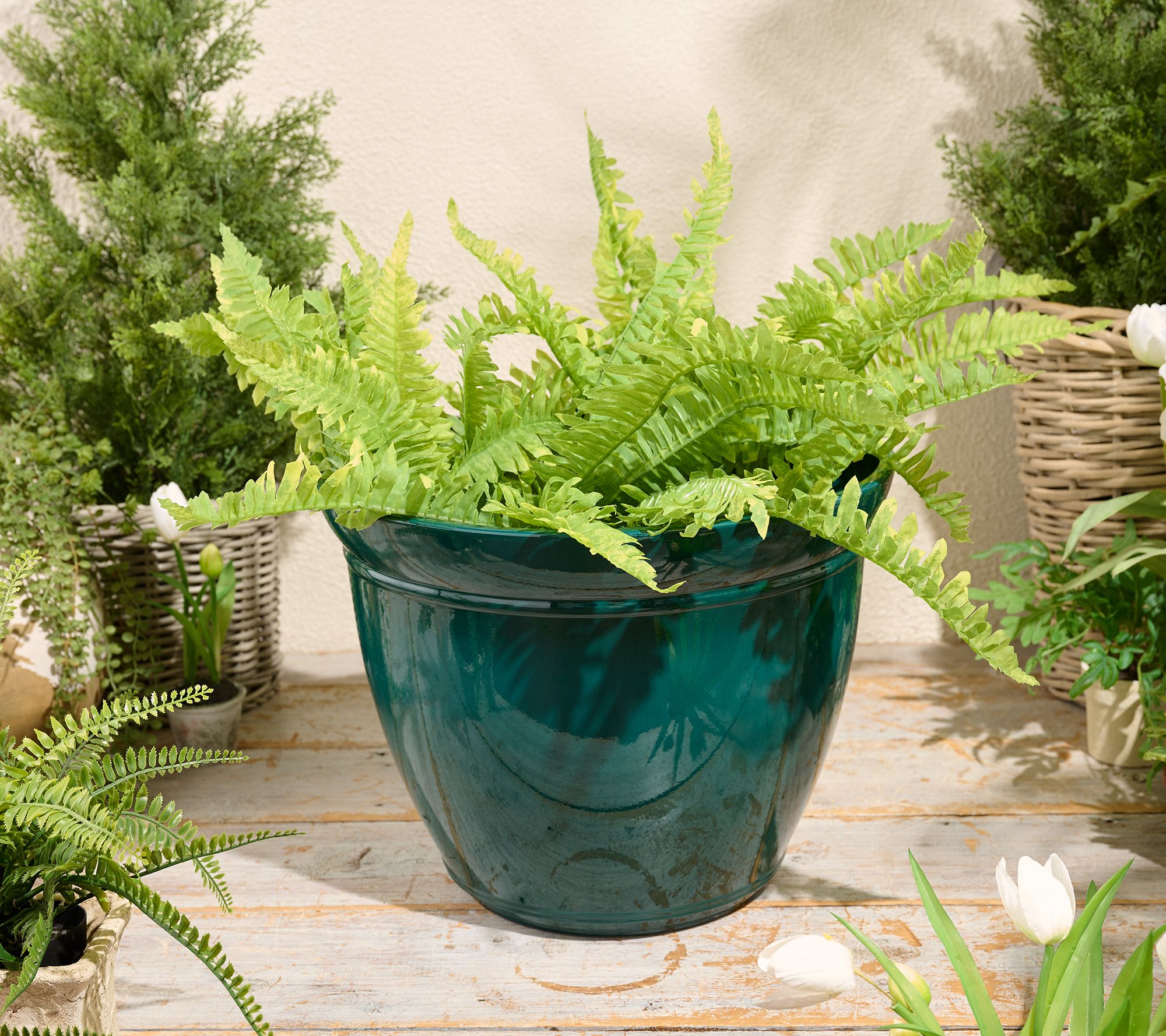 Kittredge 17.5" Planter with Wheels by Southern Patio