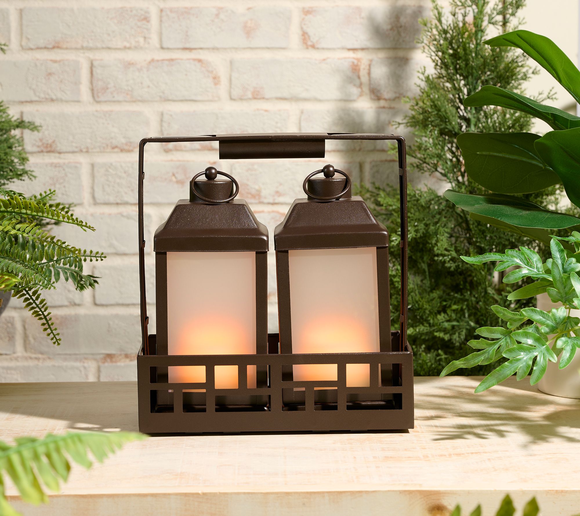 "As Is" P.S. Home Set of 2 Solar-Powered Lanterns with Charging Base