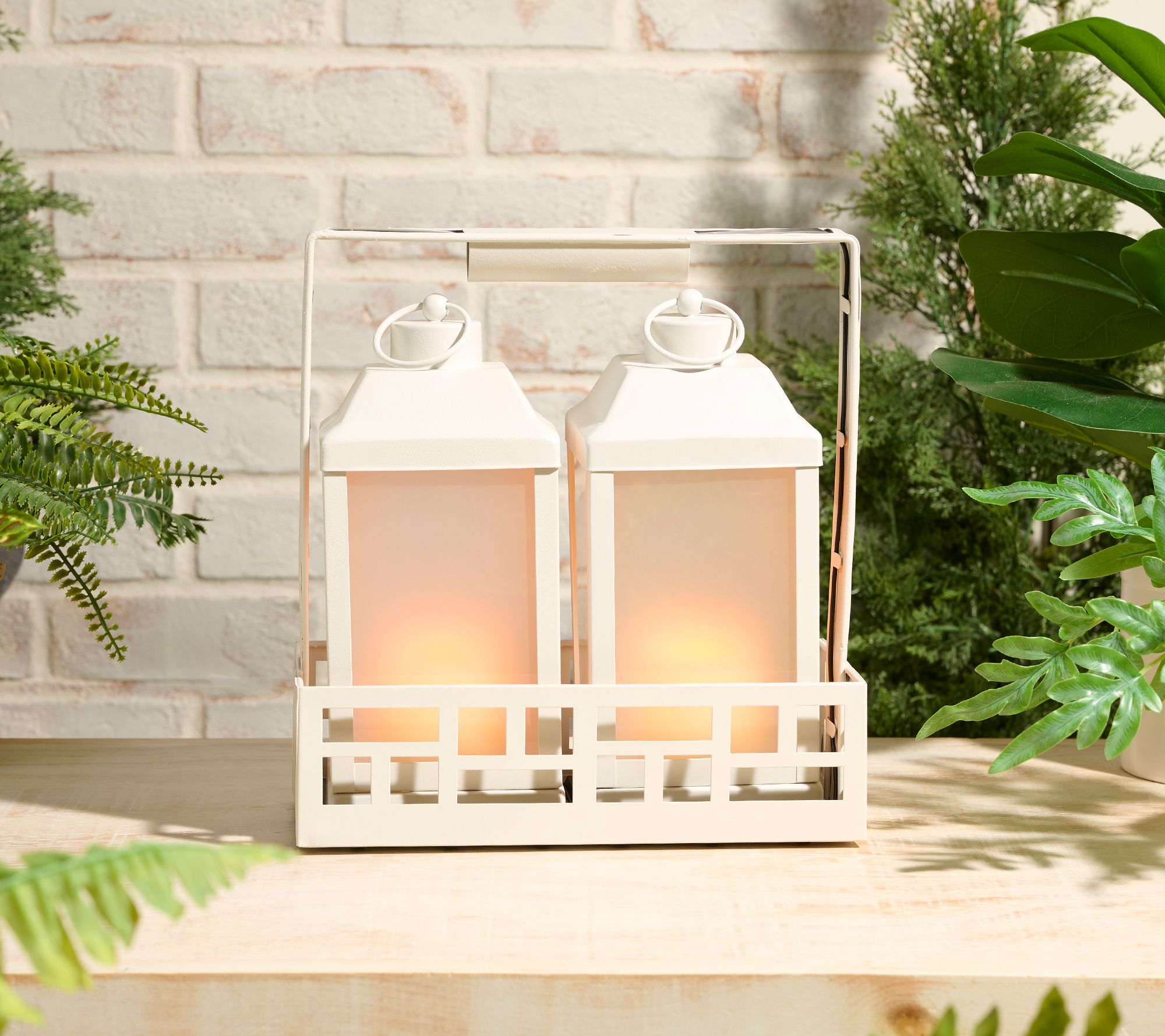 "As Is" P.S. Home Set of 2 Solar-Powered Lanterns with Charging Base