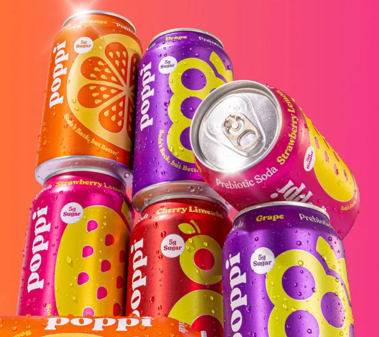 Poppi (16) 12-oz Cans 5g Sugar Soda The Essentials Mix