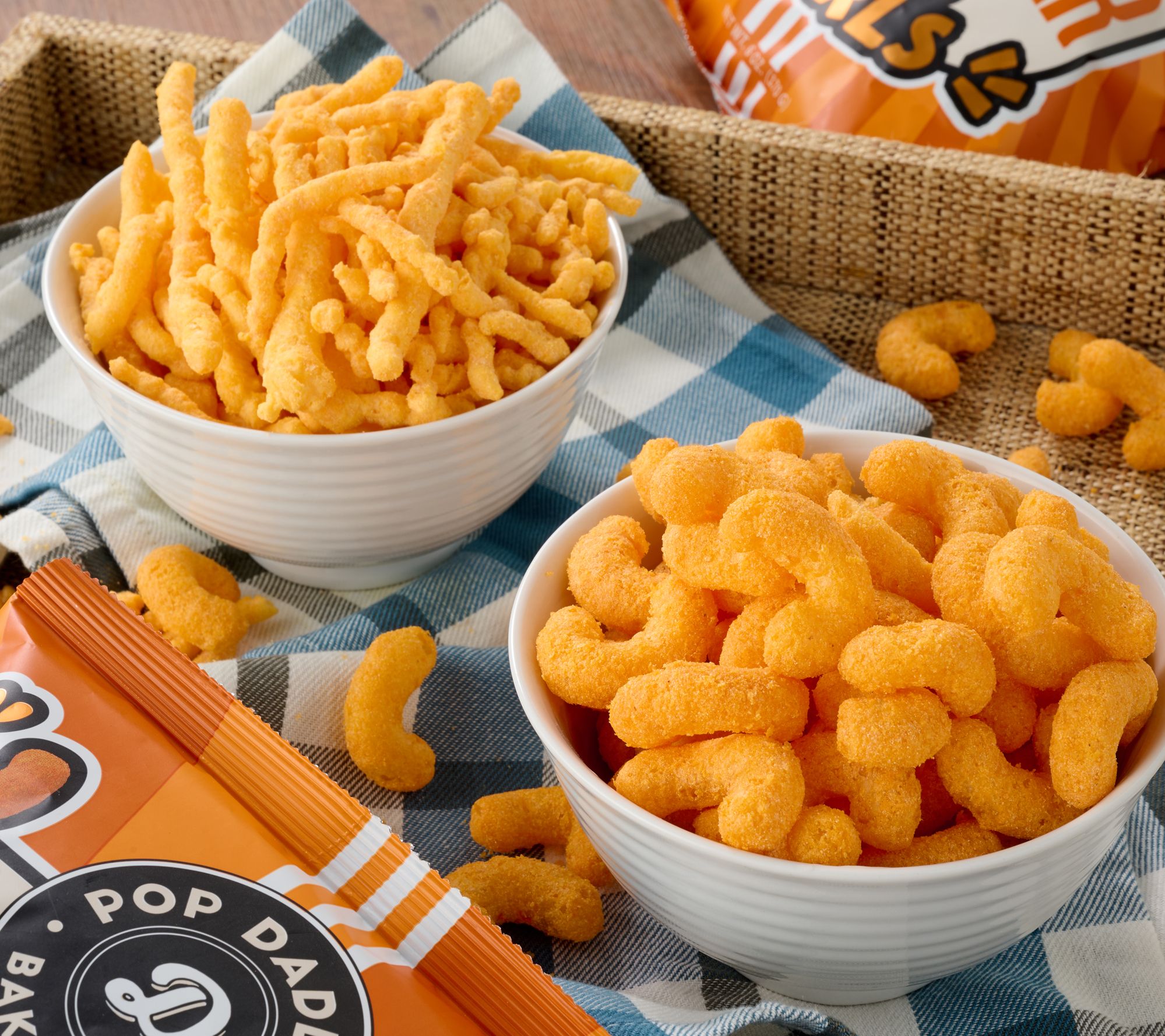 Pop Daddy (4) 6oz Bags Classic Cheddar Baked Cheese Puffs or Curls
