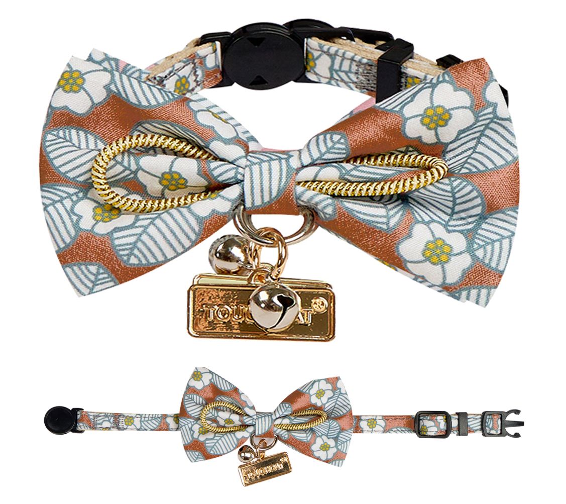 Touchcat Floral Patterned Cat Collar with Bow