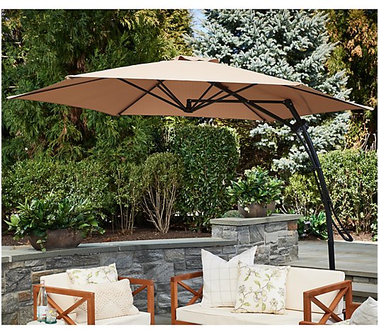 Barbara King 360 Degree Offset 106, Outdoor Umbrella With Lights And Base