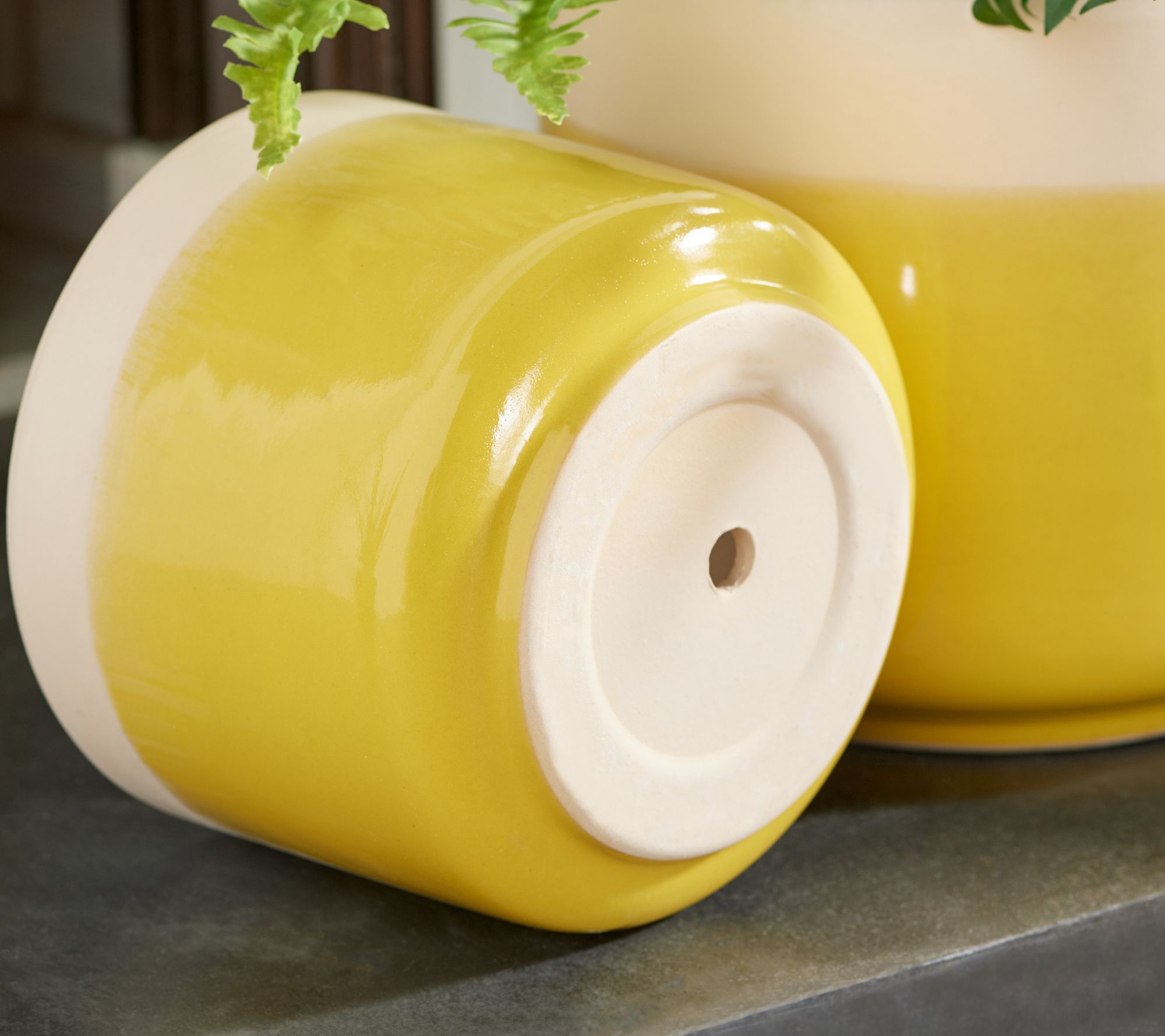 Marigold Set of 3 Graduated Colored Glazed Planters