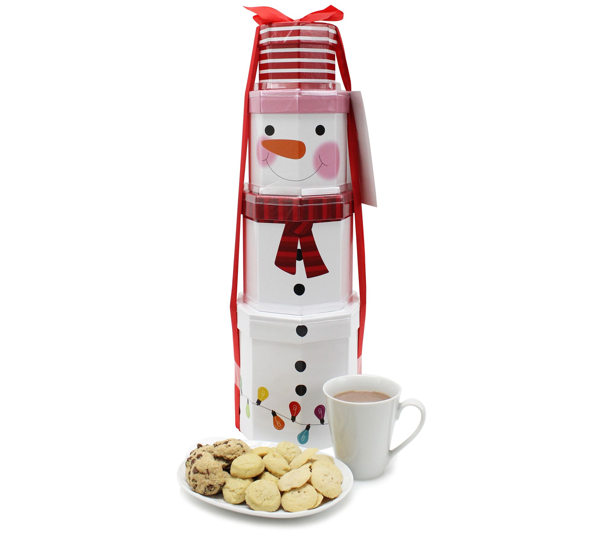 Ships 12/9 Too Good Gourmet 20" Snowman 4-Tier Holiday Gift Tower