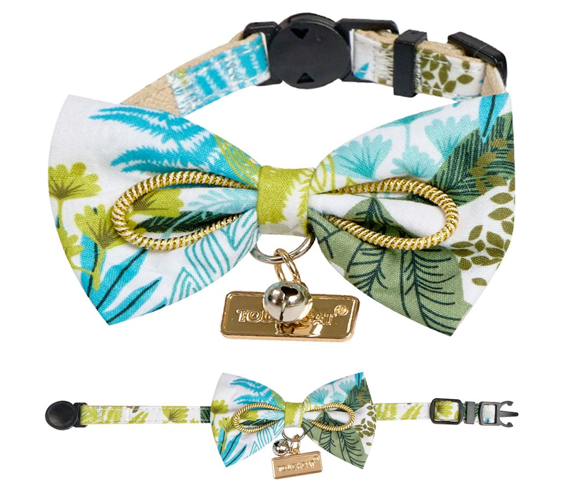 Touchcat Tropical Patterned Cat Collar with Bow