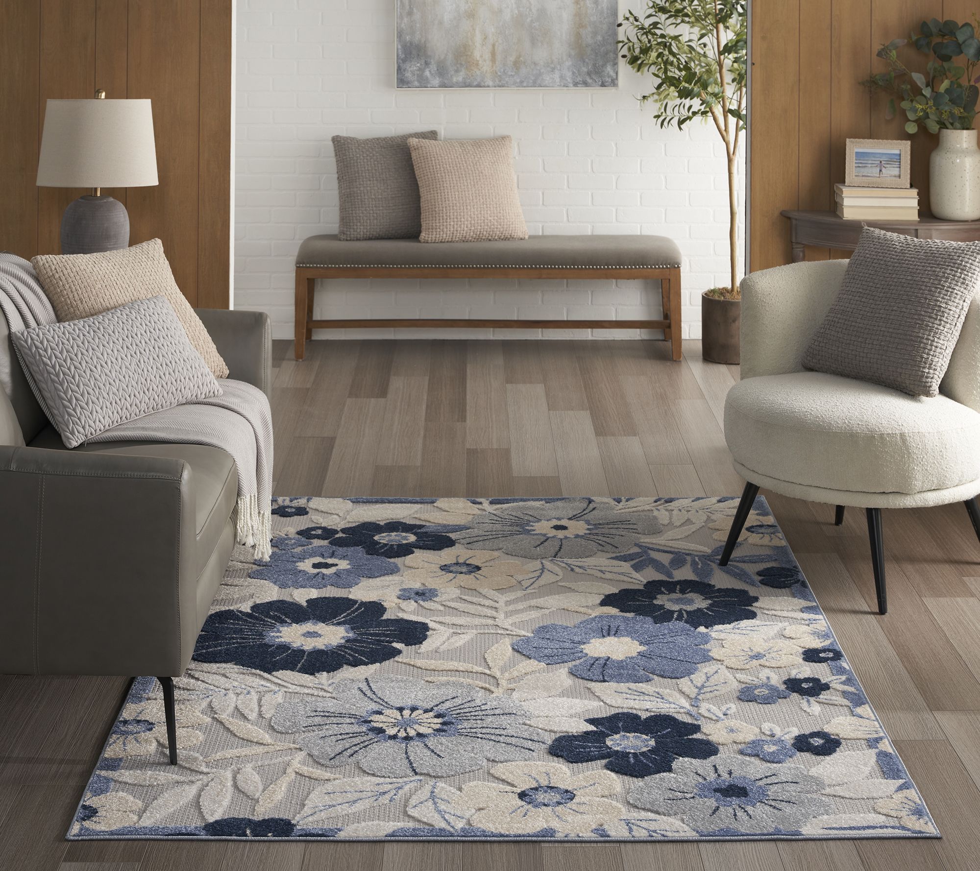 Nourison Home Poppy Floral Print Indoor/Outdoor 5.3'x7' Rug - QVC.com