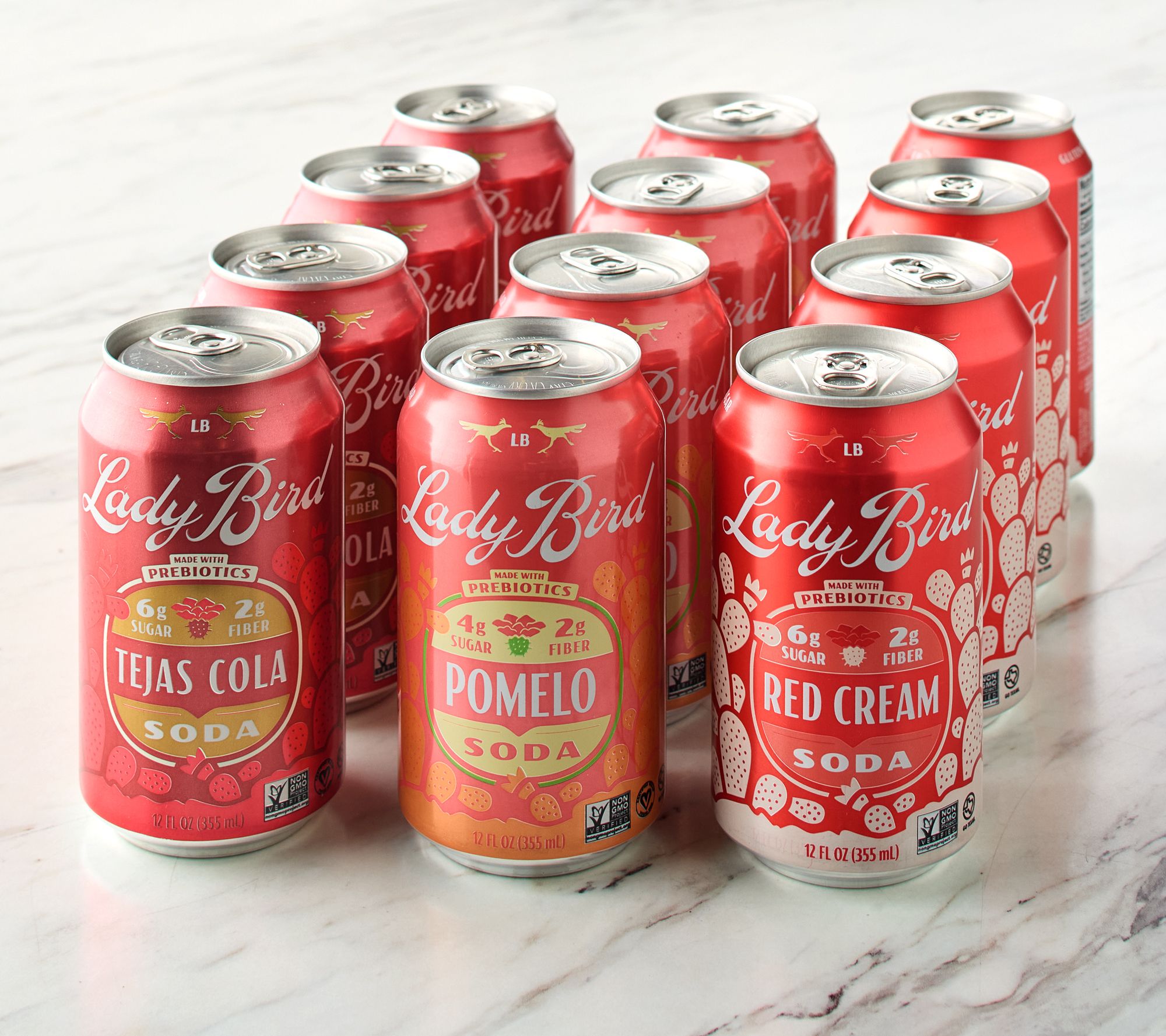Lady Bird (12) 12 oz Cans Lower Sugar Prebiotic Sodas