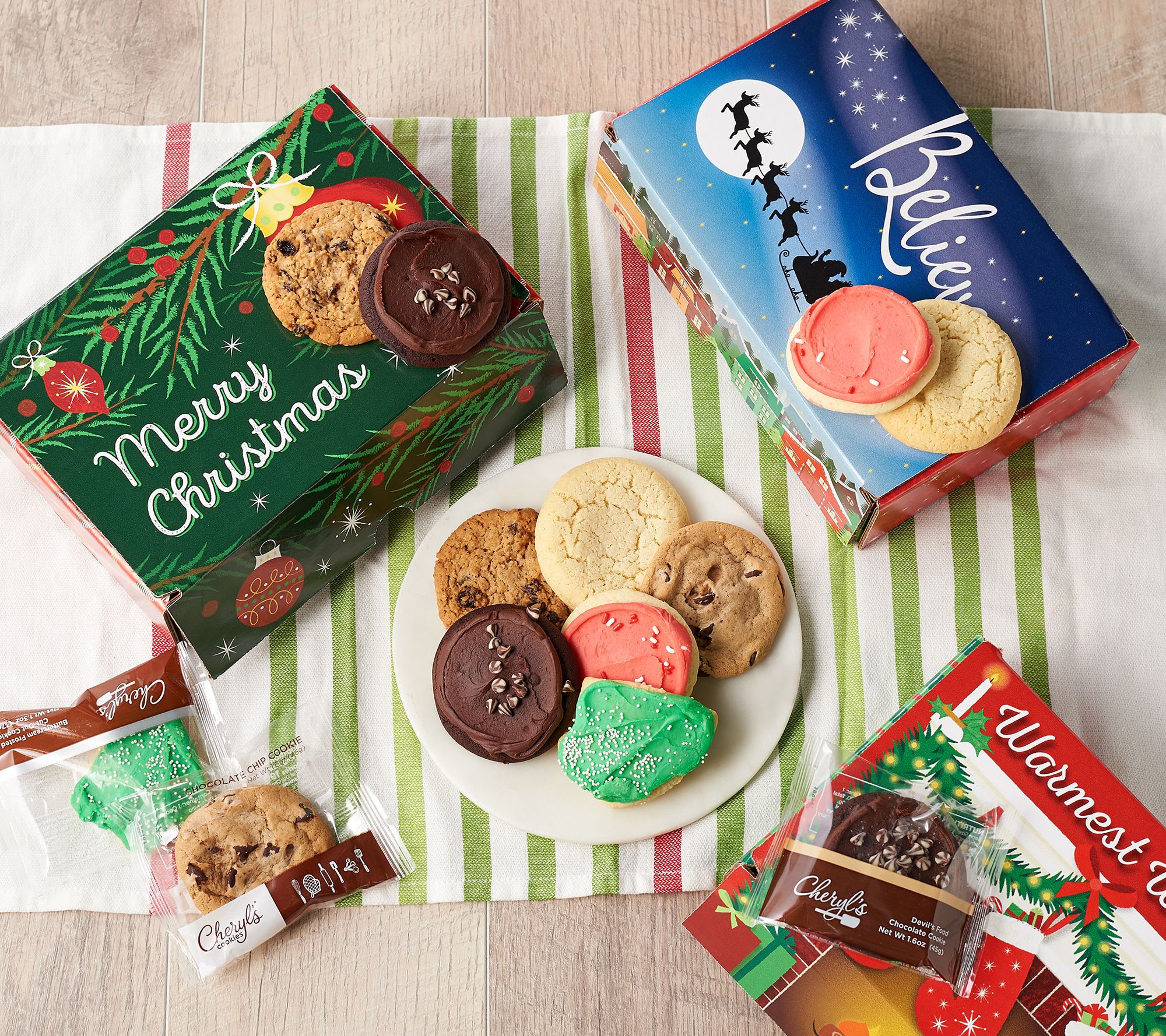 Cheryl's Set of 3 Holiday Gift Boxes with 36 Cookies - QVC.com