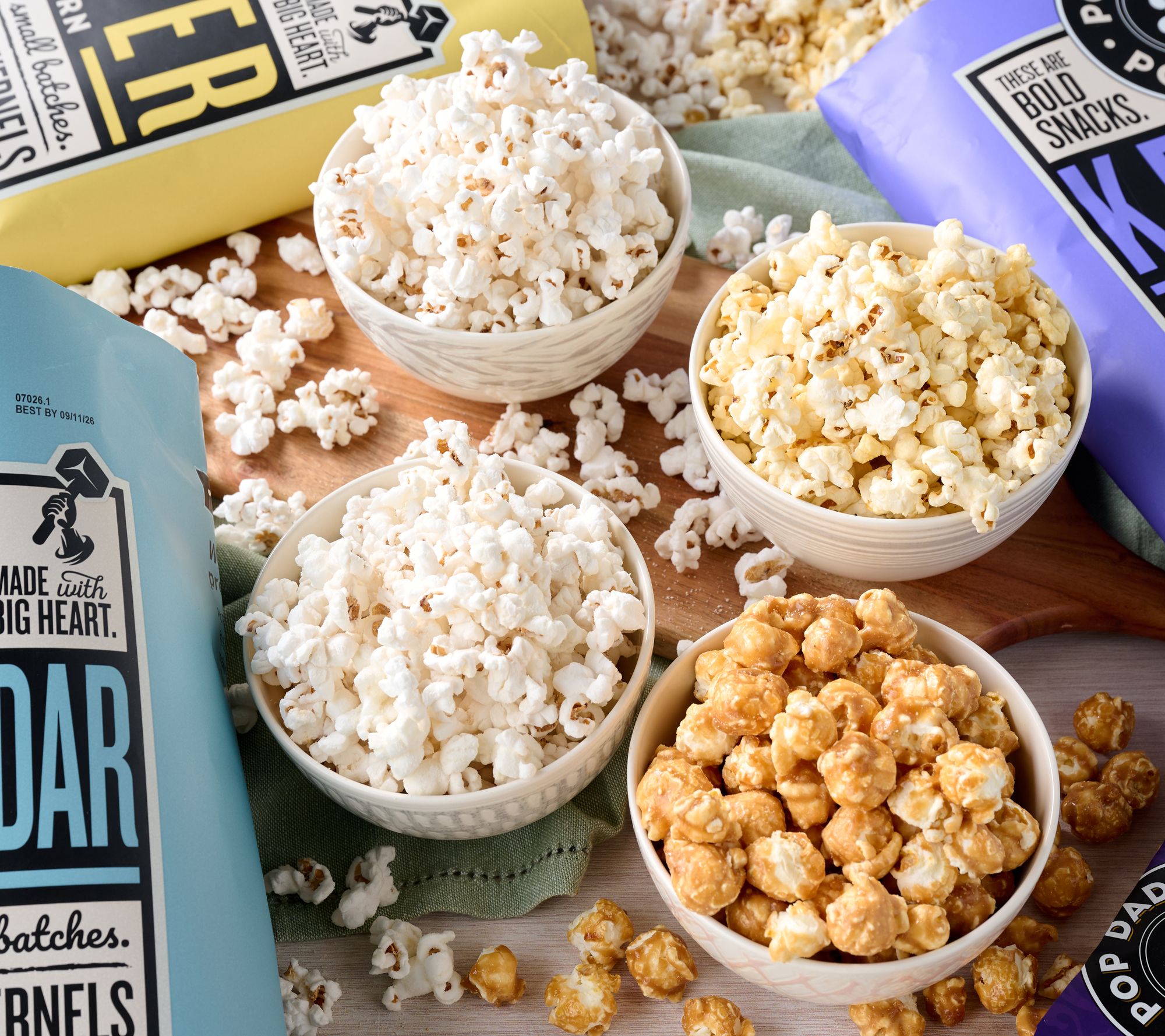 Pop Daddy (4) Large Bags Hand Seasoned Popcorn