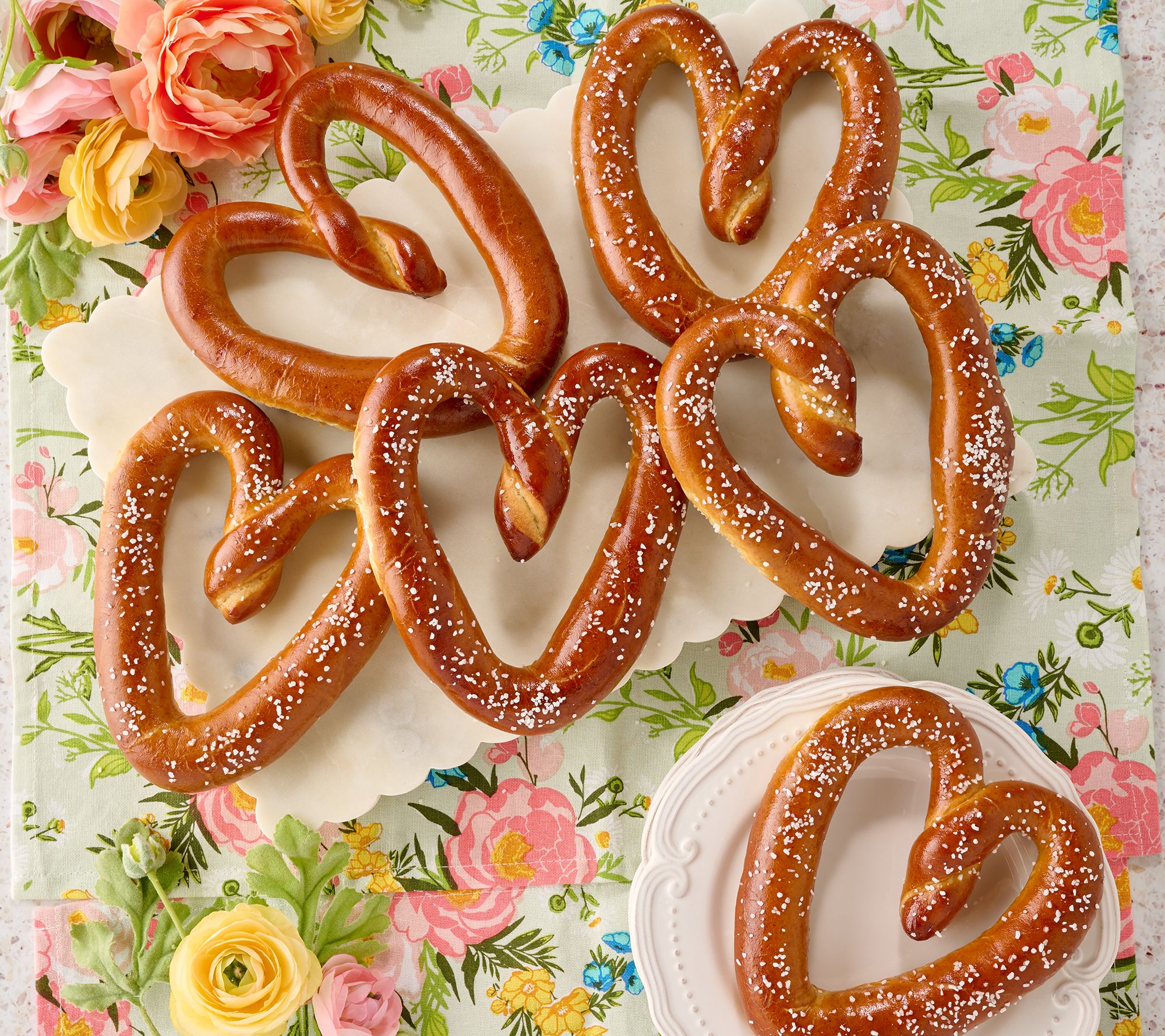 The Pretzel Co. (10) 5-oz Hand Twisted Heart Shaped Soft Pretzels