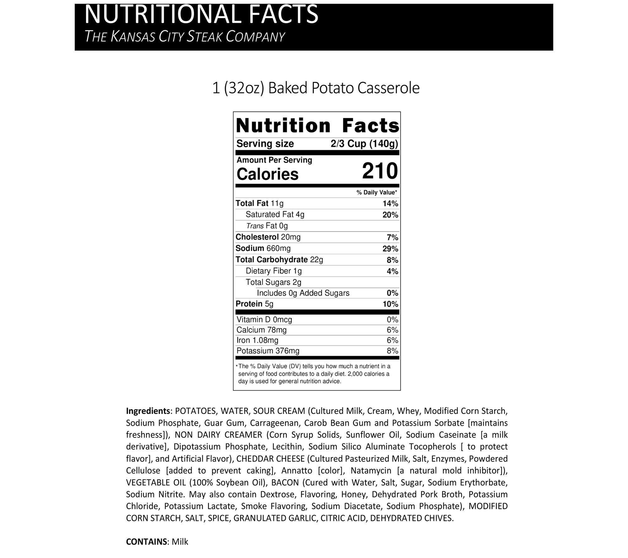 Kansas City Prime Rib, Baked Potato Casserole & Lemon Cake Meal