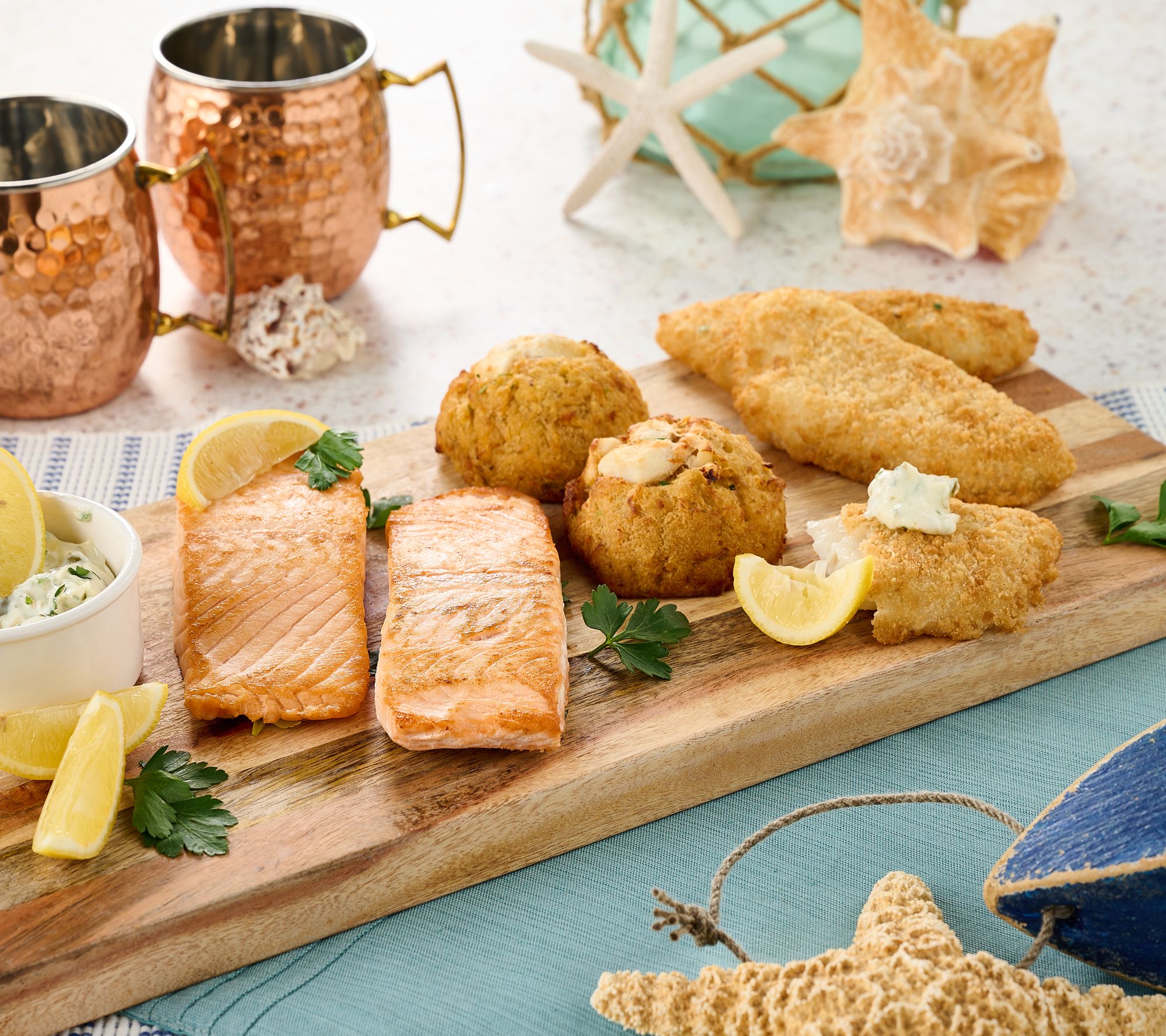 Egg Harbor 6.8-lbs Freezer Filler of Crab cakes, Salmon & Cape Hake Filet