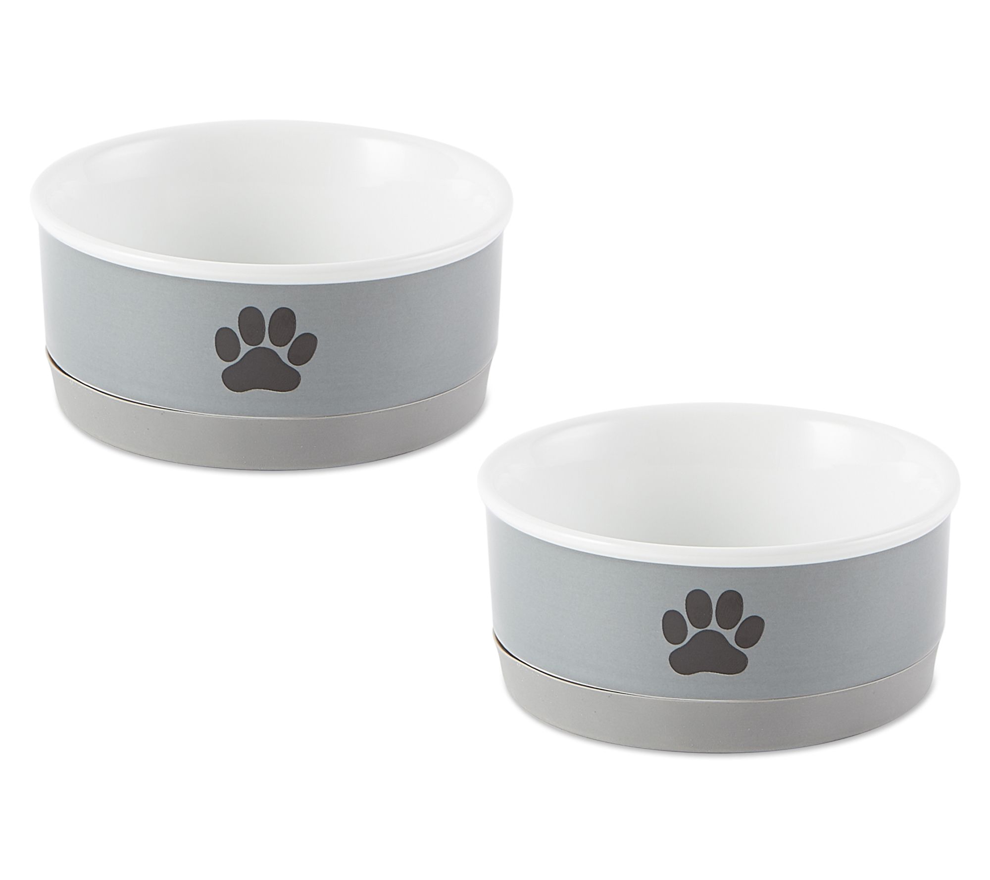Set of 2 Design Imports Black Paw Print CeramicBowl Small