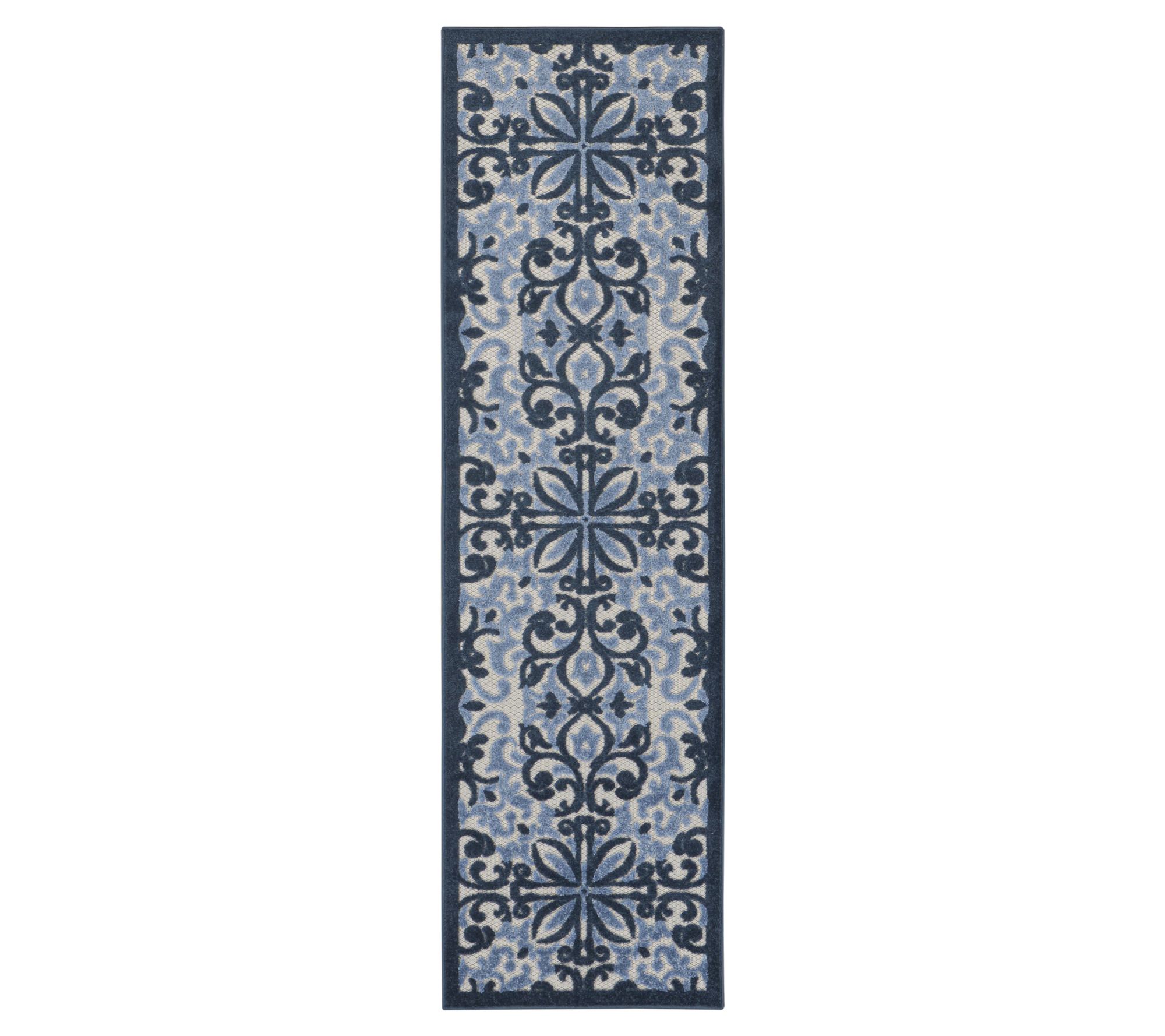 Nourison Home Modern Demask Print Indoor/ Outdoor 2'2" x 7'6" Rug