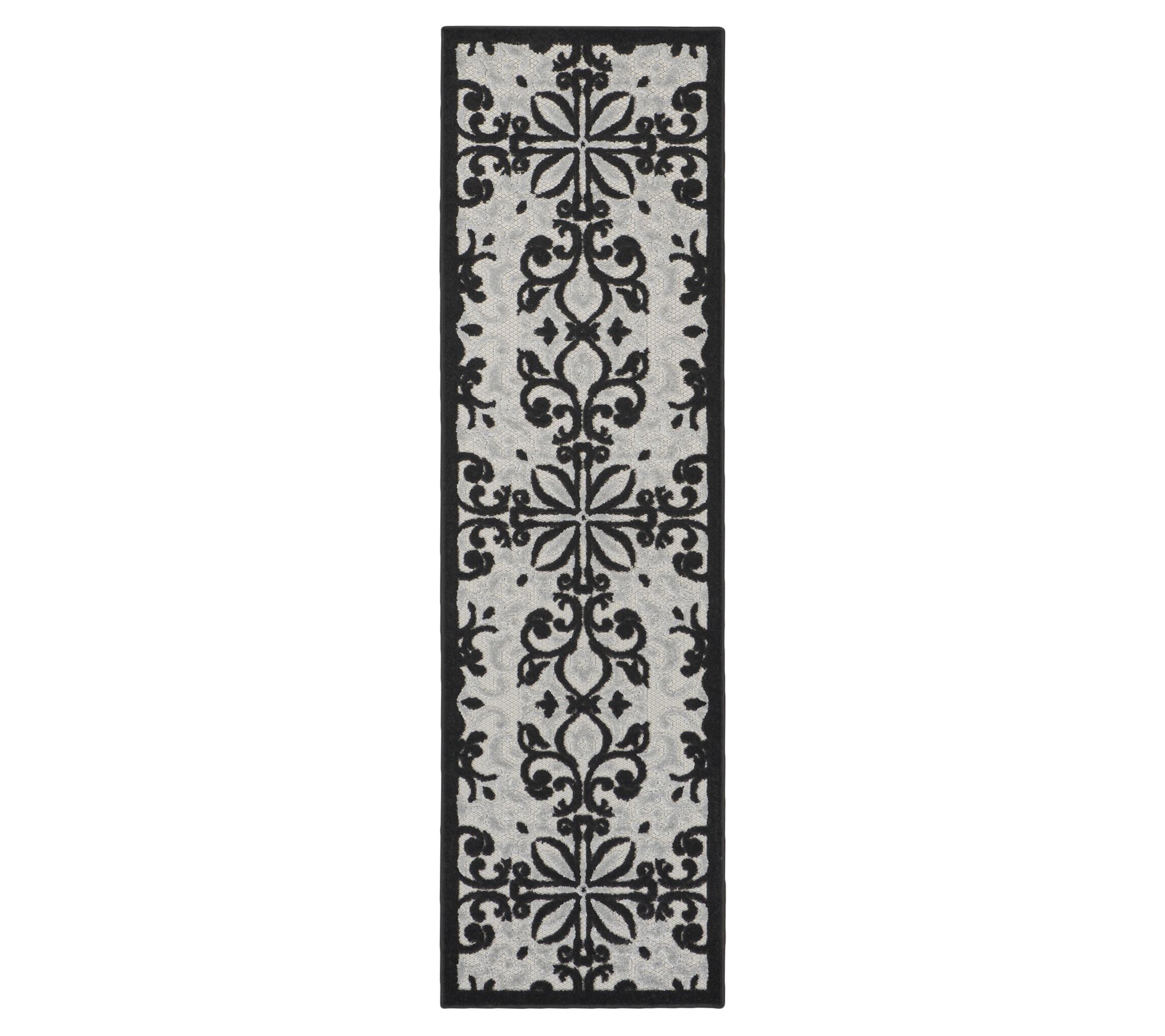 Nourison Home Modern Demask Print Indoor/ Outdoor 2'2" x 7'6" Rug