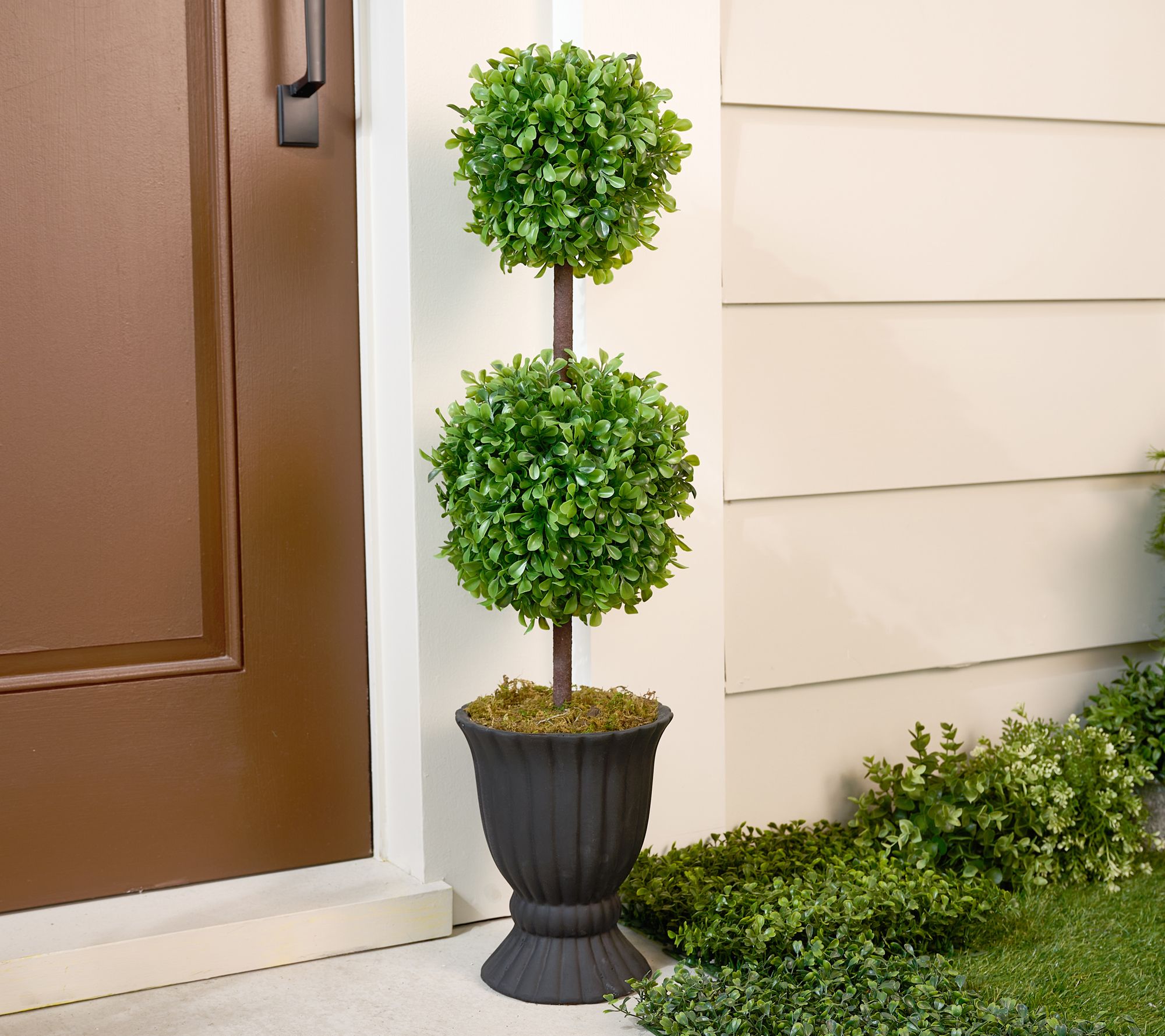 "As Is" Garden Reflections 32" 2-tier Faux Boxwood Topiary in Urn