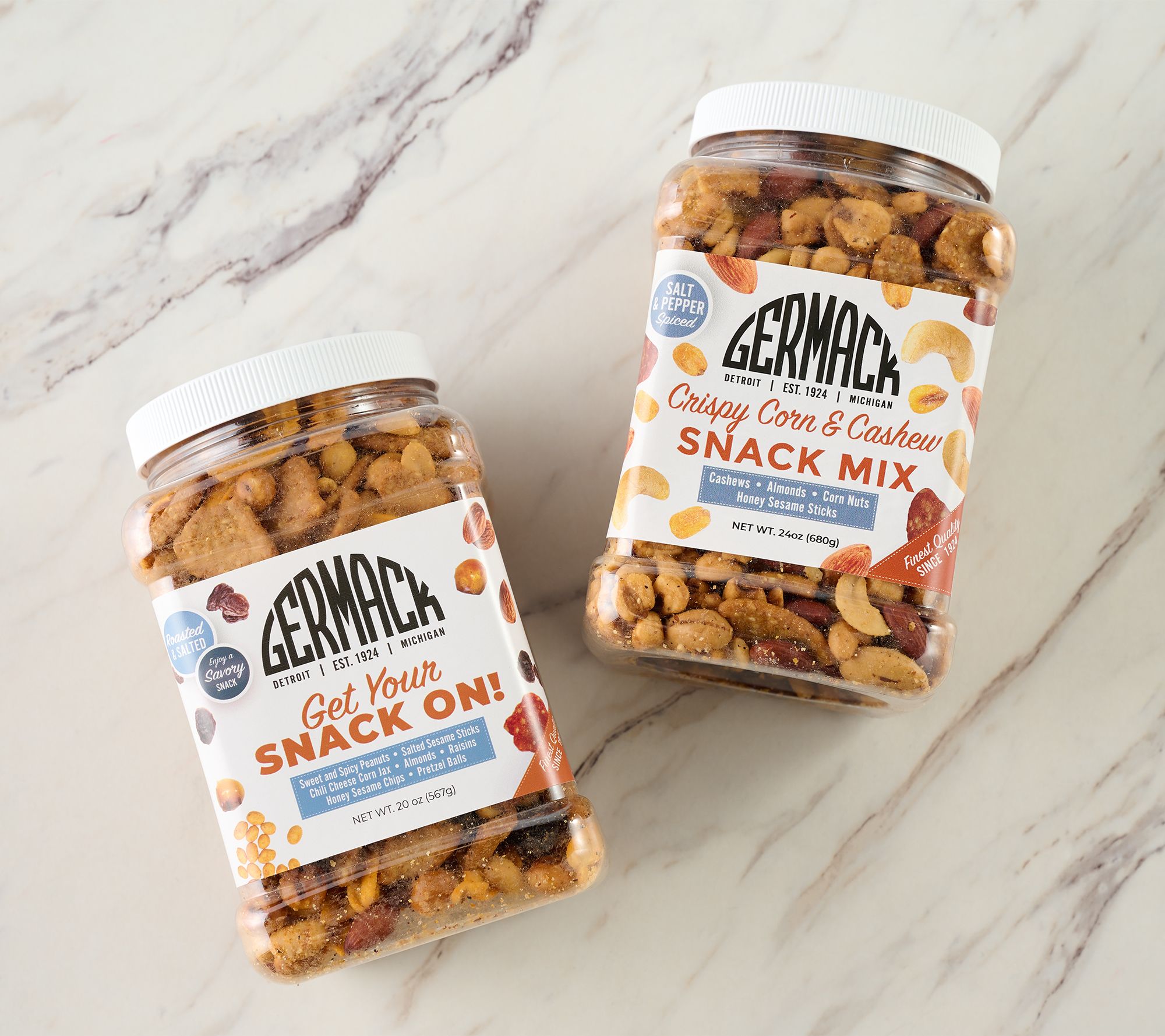 Germack (2) Jar Set Crispy Corn & Cashew Snack-On Mix - QVC.com