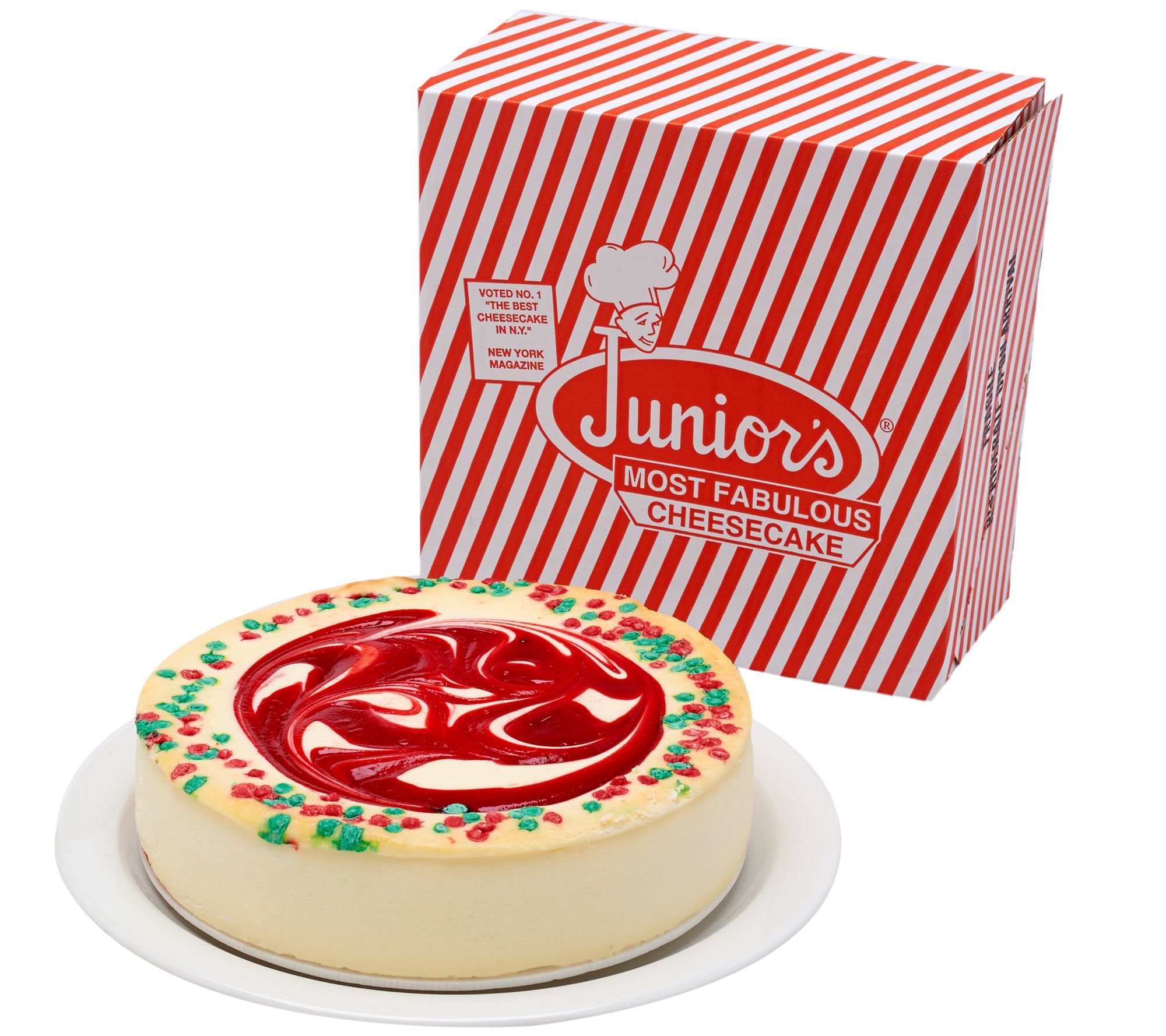 Junior's 3 lb. Christmas Swirl Cheesecake Auto-Delivery - QVC.com