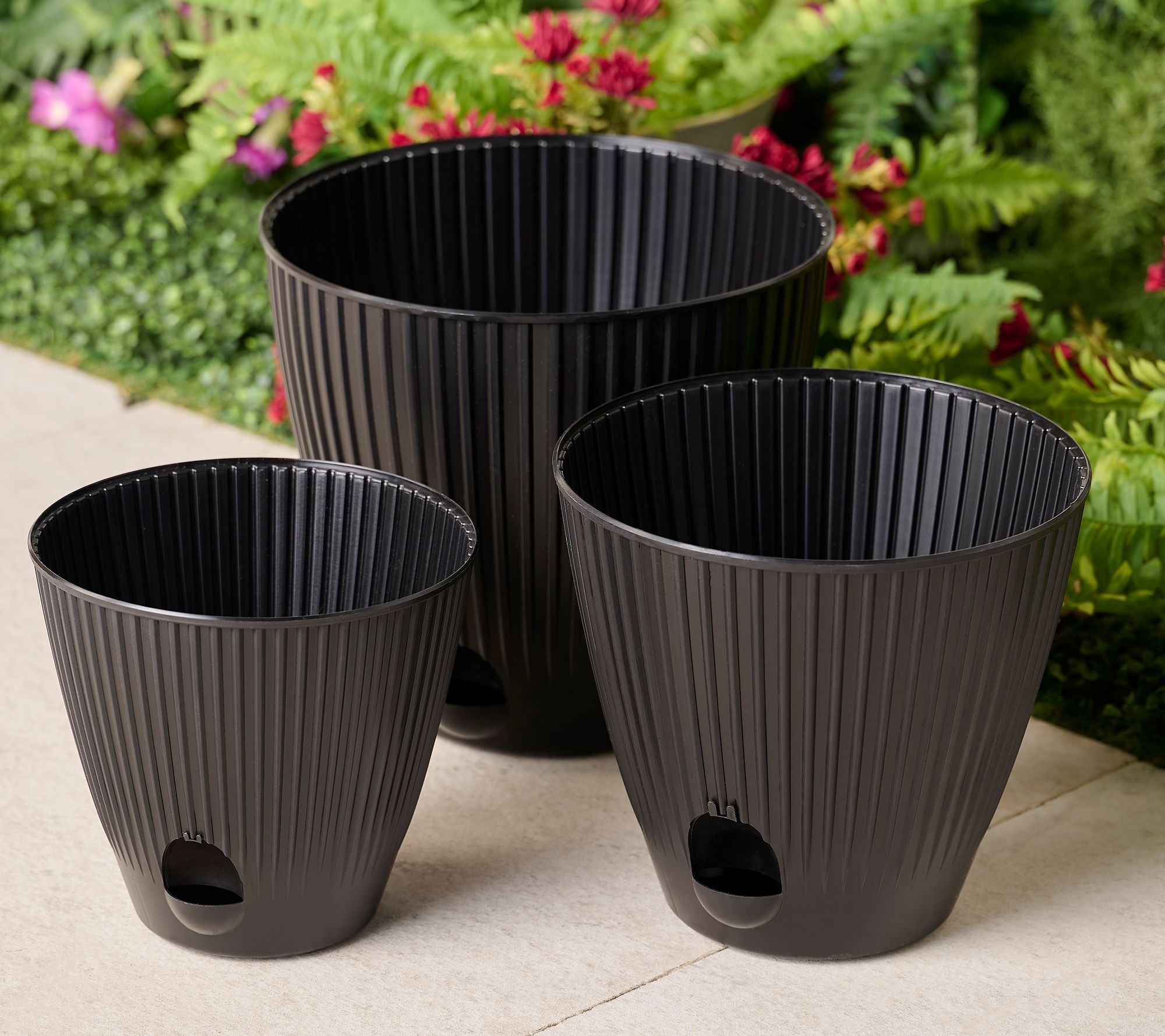 NuVue 3-piece 10/12/14" Capillary Self-Watering Planters