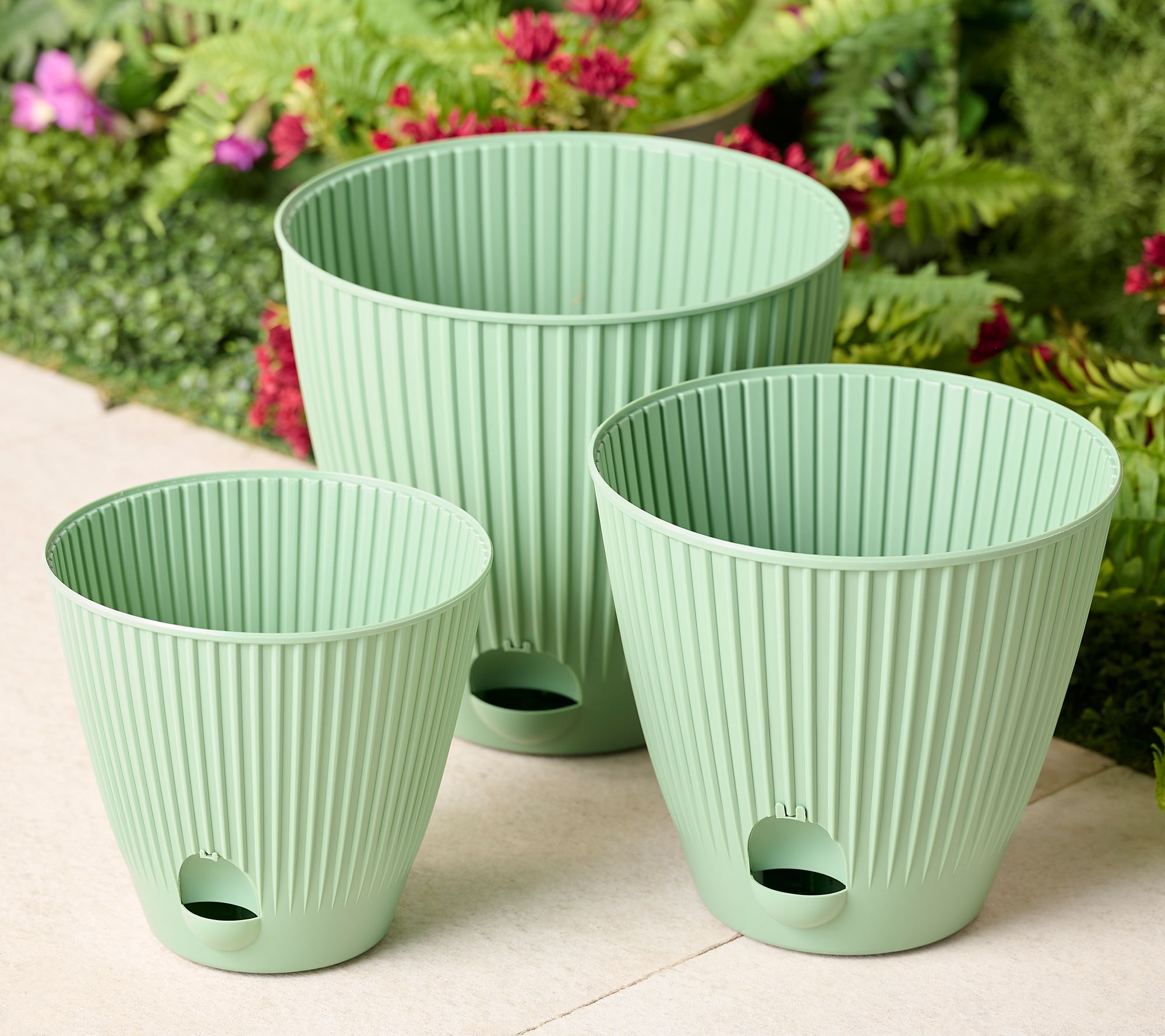 NuVue 3-piece 10/12/14" Capillary Self-Watering Planters