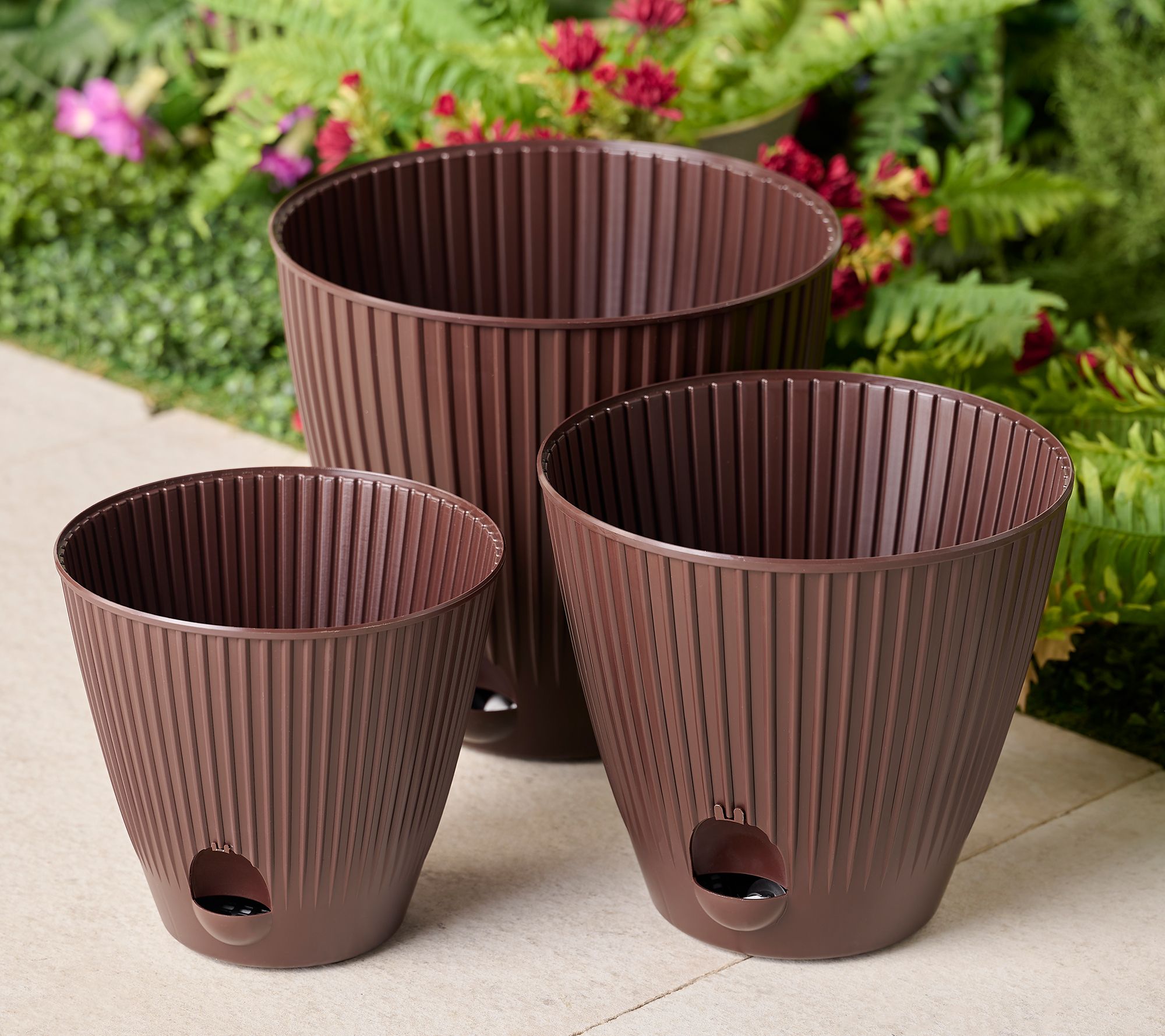 NuVue 3-piece 10/12/14" Capillary Self-Watering Planters