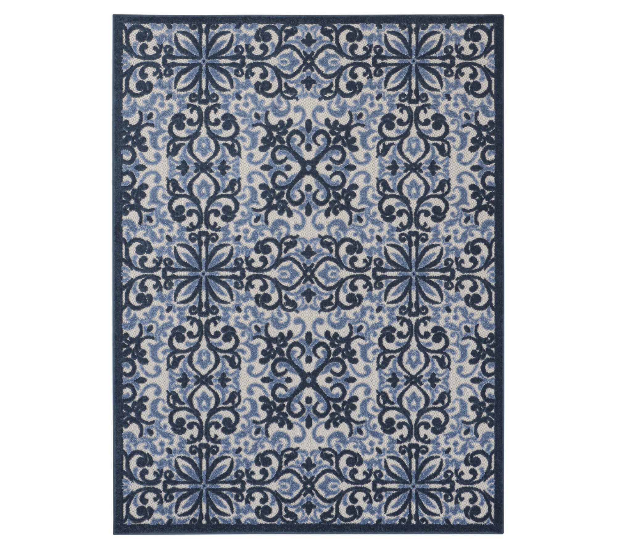 Nourison Home Modern Demask Print Indoor/ Outdoor 5'3" x 7' Rug